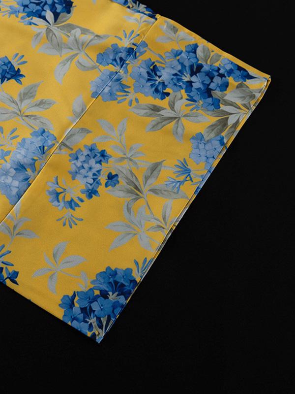 Loose Printed Split-Joint Deep V-Neck Lace-Up Blouse + Drawstring Elasticity Pants Trousers Two Pieces Set Product Image