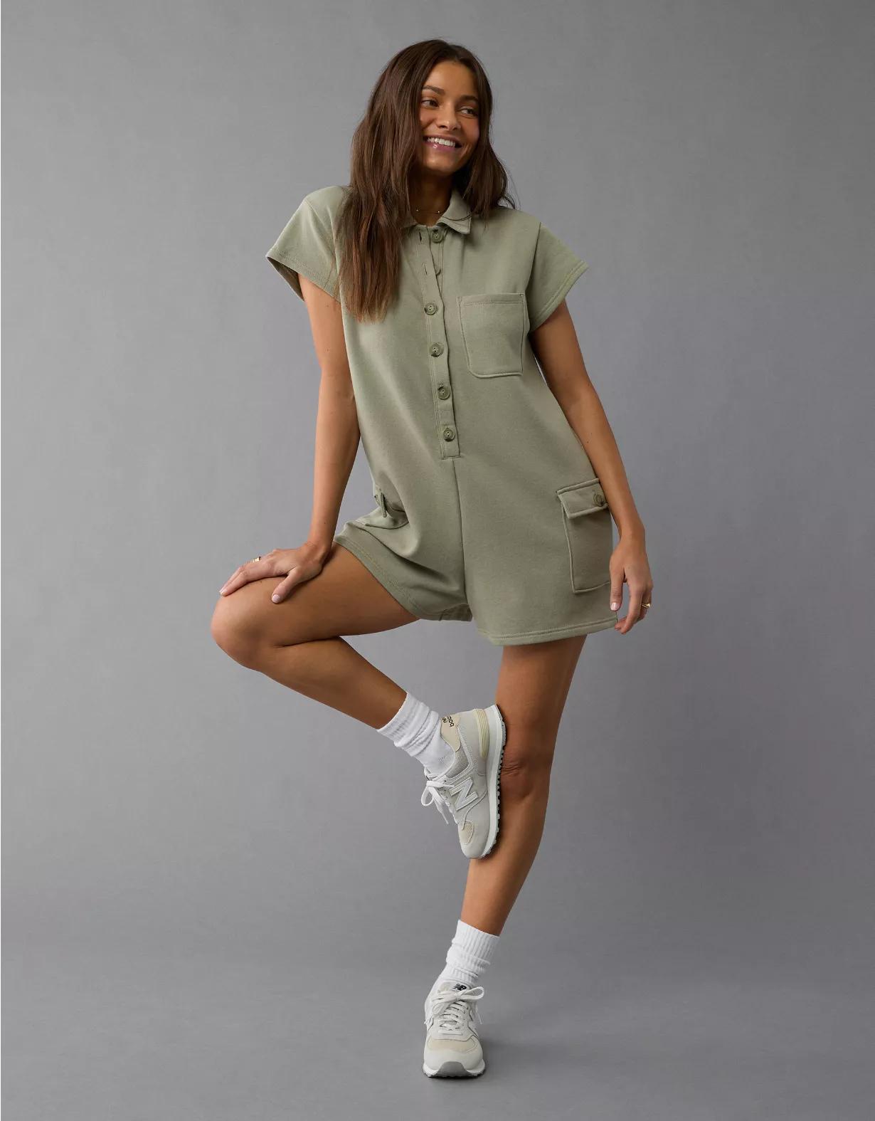 AE Button-Up Cargo Romper Product Image
