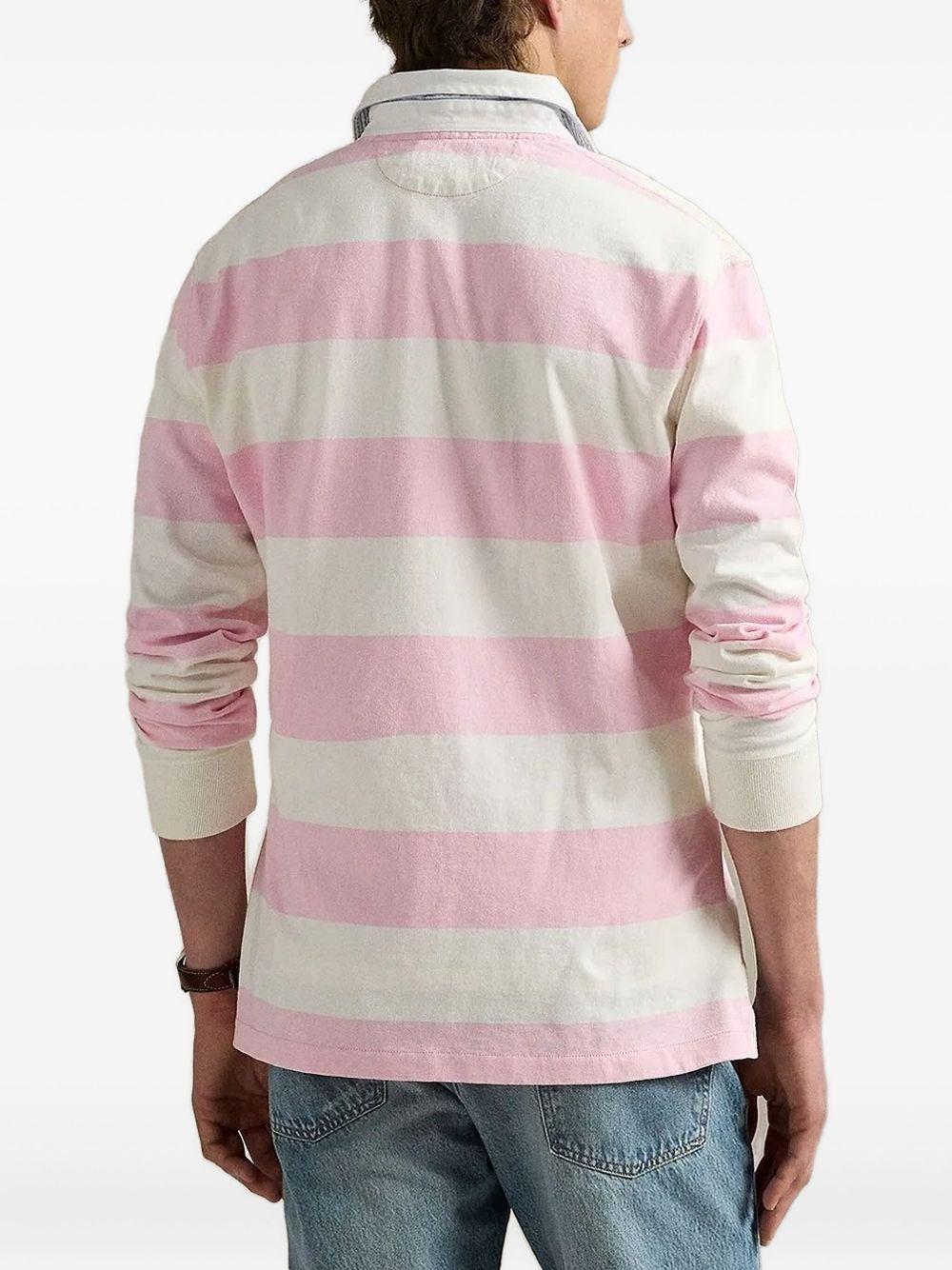 striped logo-embroidery polo shirt Product Image