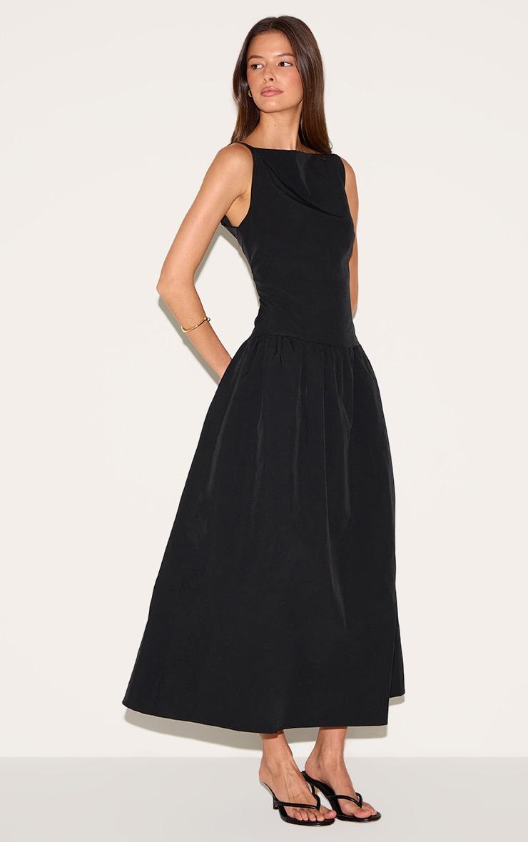 Black Dropped Waist Midaxi Dress Product Image