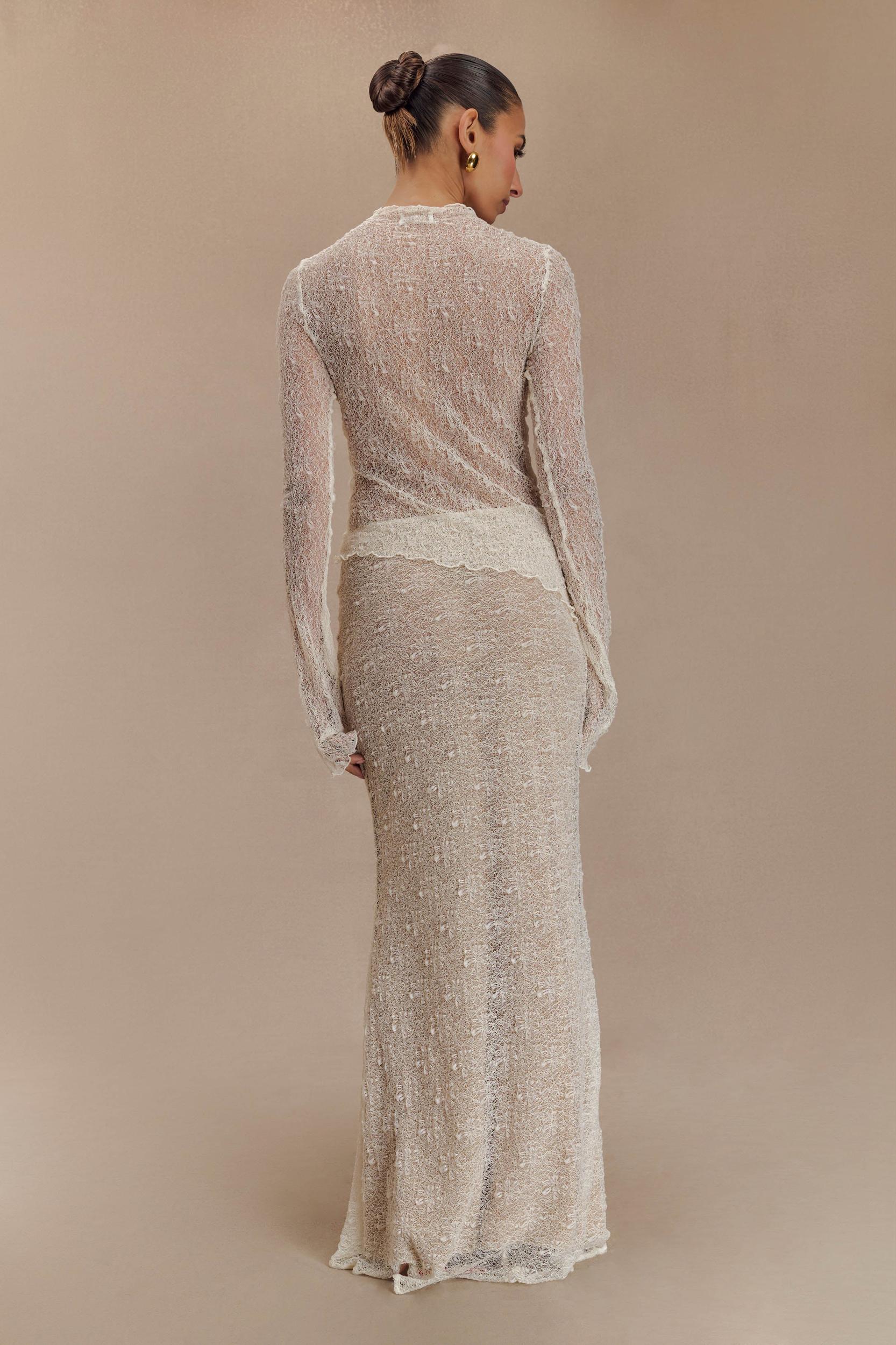 Robyn Sheer Lace Maxi Skirt - Ivory Product Image