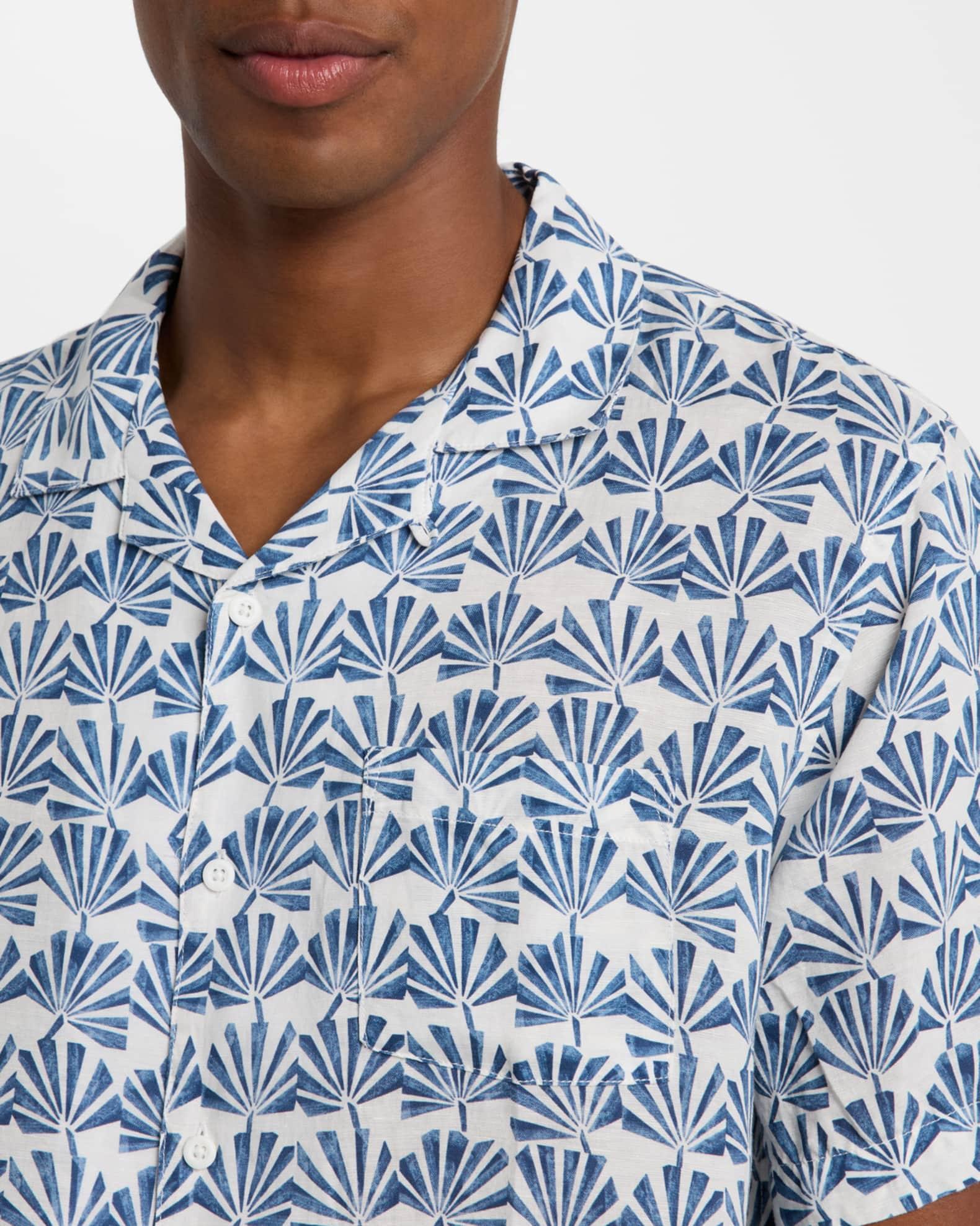 Men's Air Linen Geometric Palms Camp Shirt Product Image