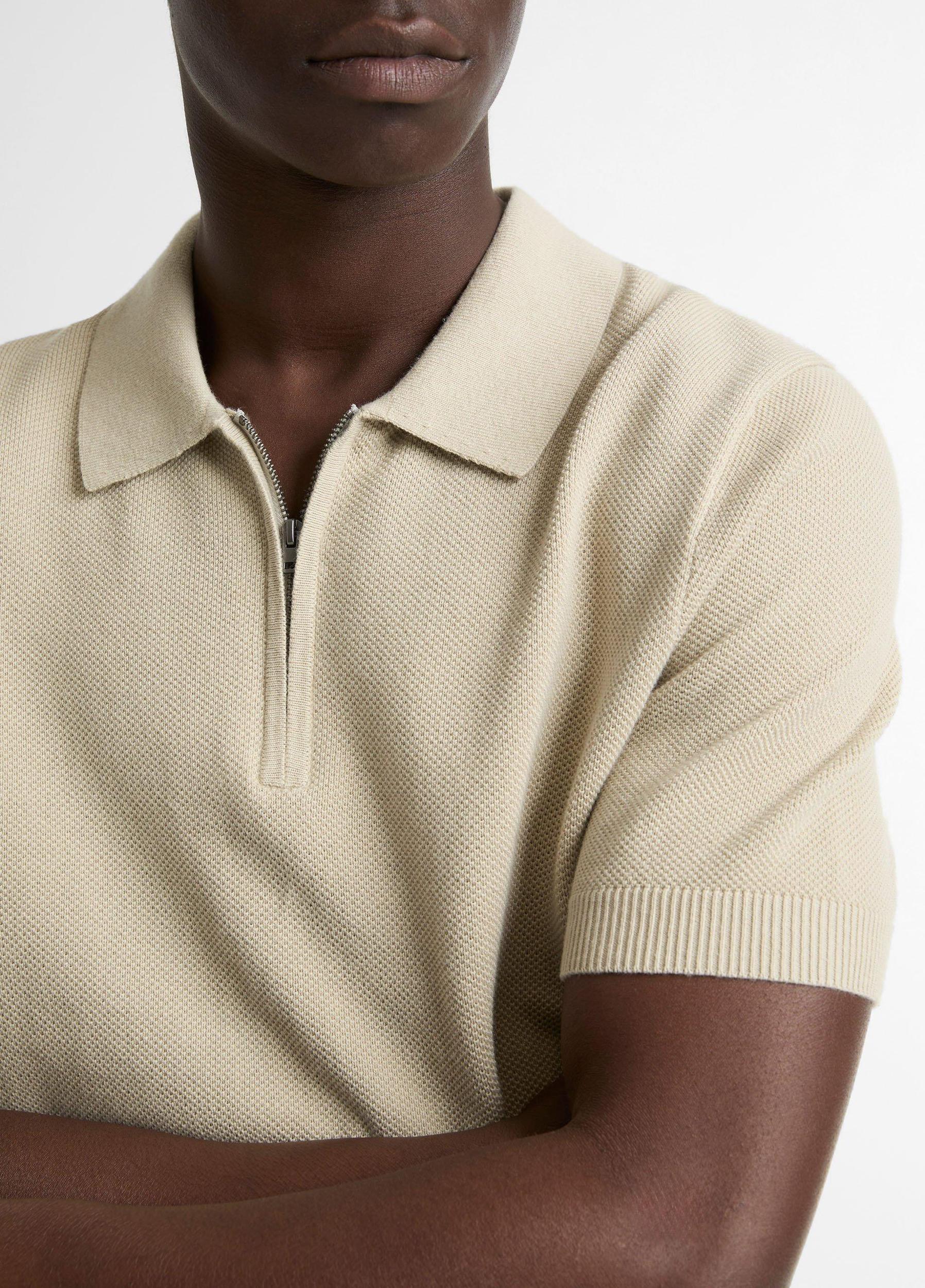 Cotton-Cashmere Piqué Zip Polo Sweater Product Image