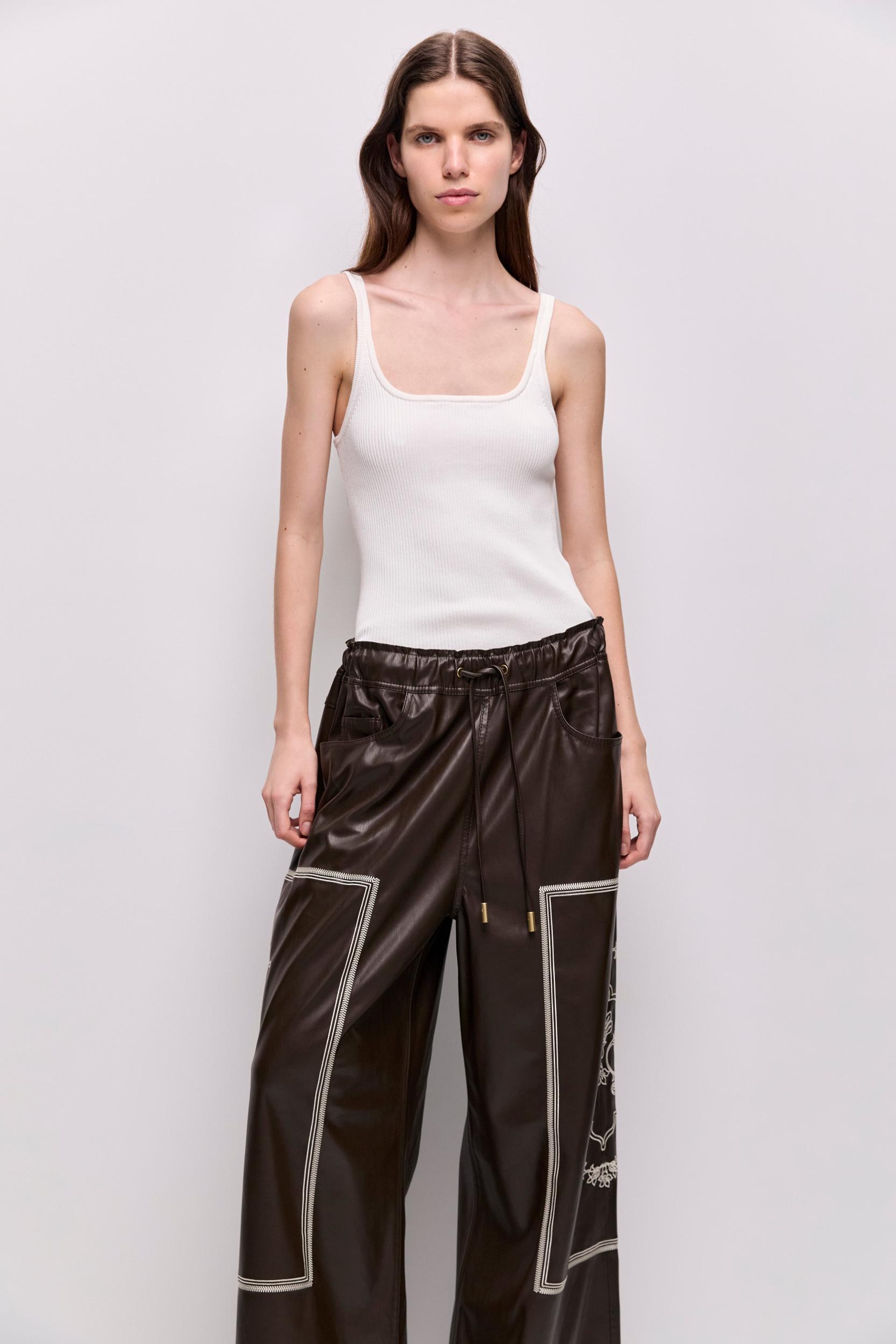 Lotus Vegan Leather Shirt-DARK CHOCOLATE / 4 Product Image