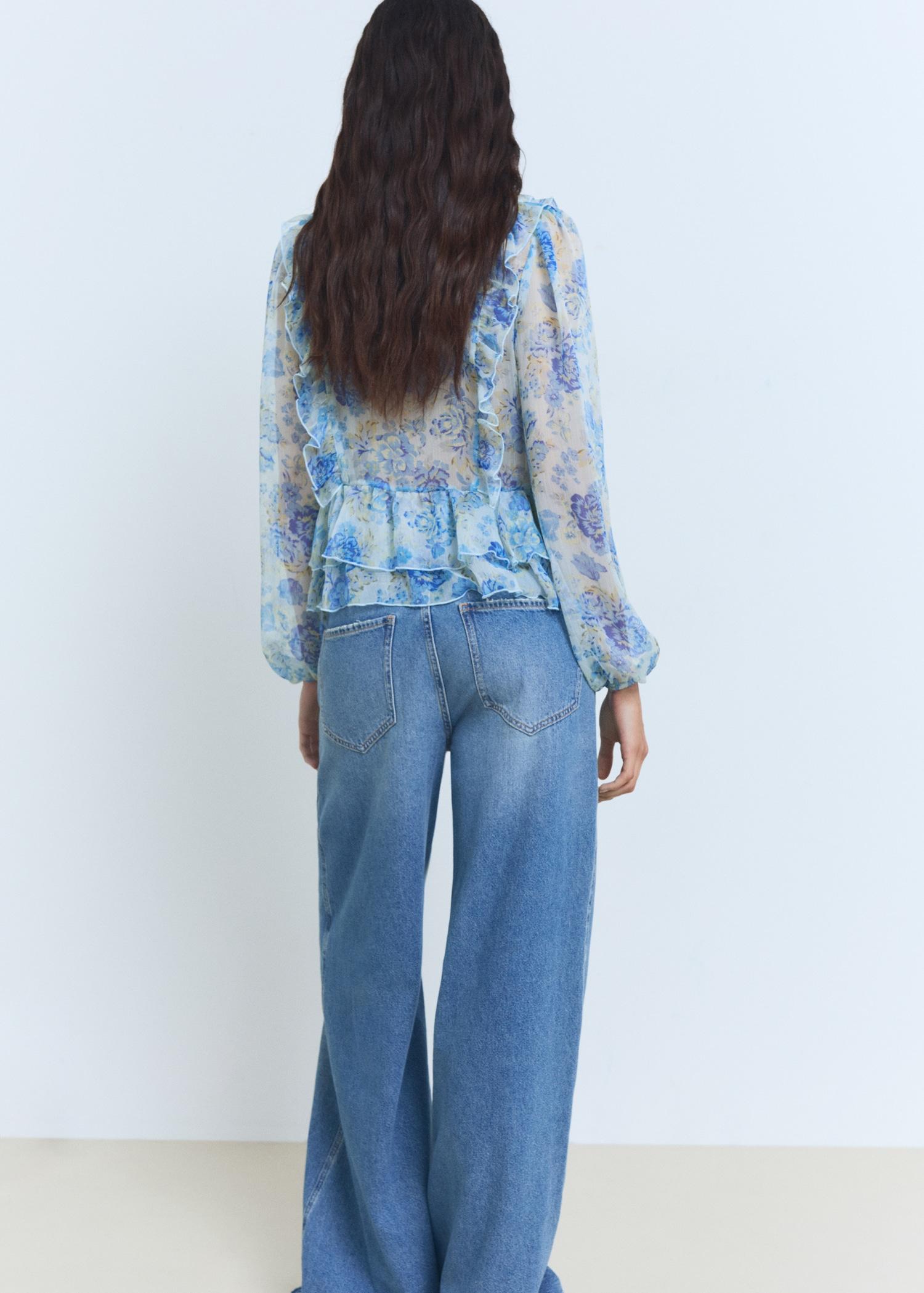 Floral ruffled blouse - Women | MANGO USA Product Image