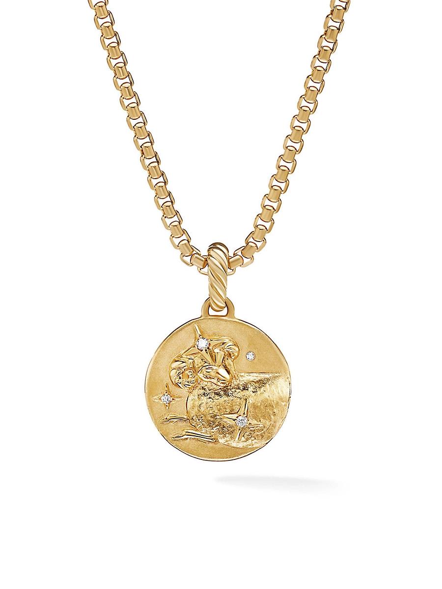 Womens Zodiac Amulet in 18K Yellow Gold with Diamonds Product Image
