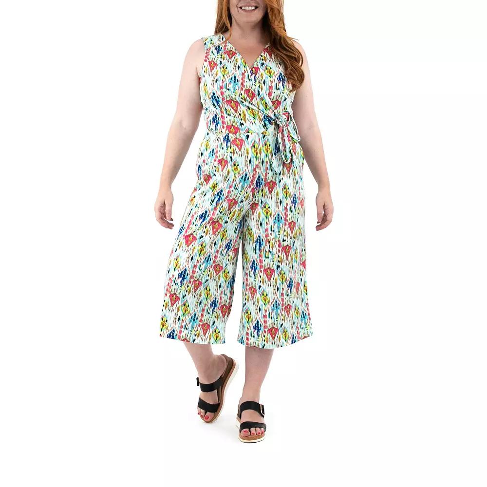 Women's Nina Leonard Print Surplice Wide-Leg Jumpsuit,  Product Image