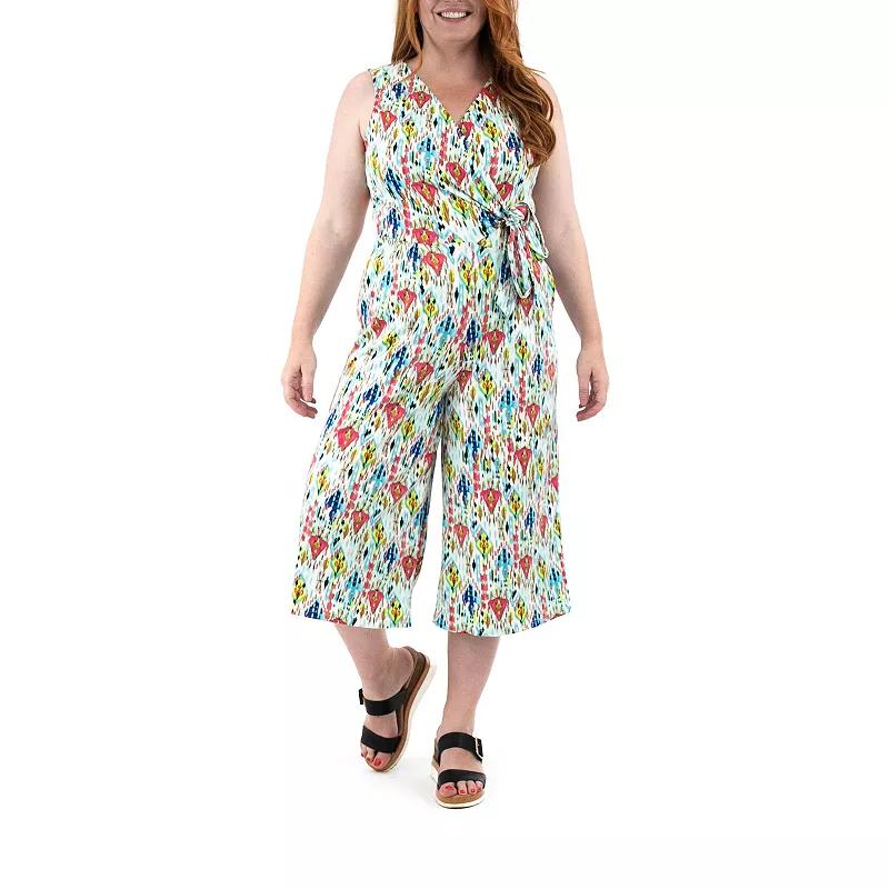 Women's Nina Leonard Print Surplice Wide-Leg Jumpsuit,  Product Image
