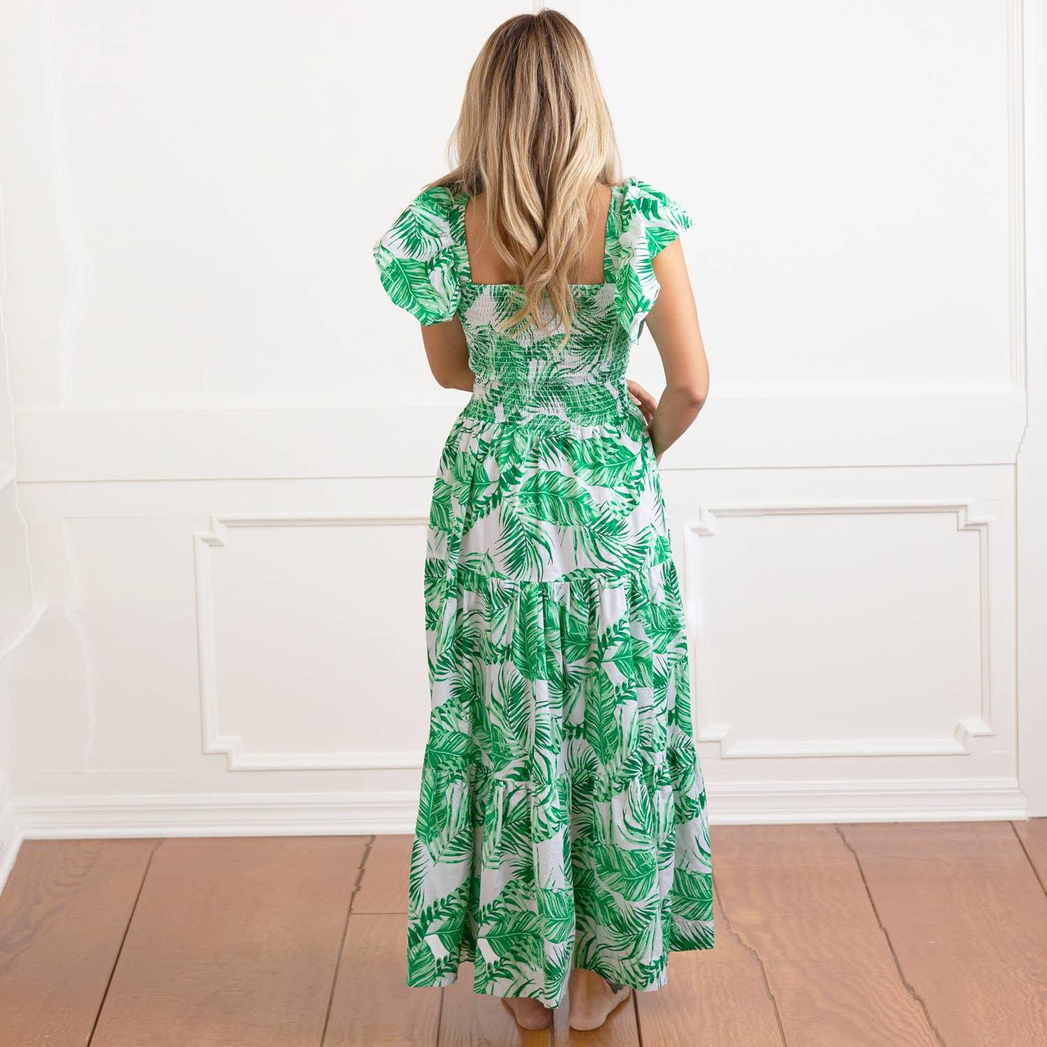 Botanical Smocked Flutter Sleeve Dress Product Image
