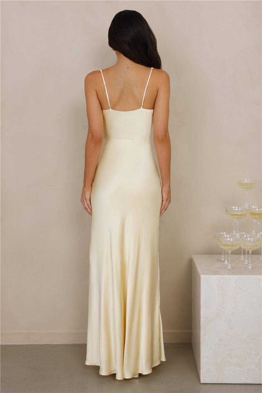 The Evelina Satin Maxi Dress Yellow Product Image