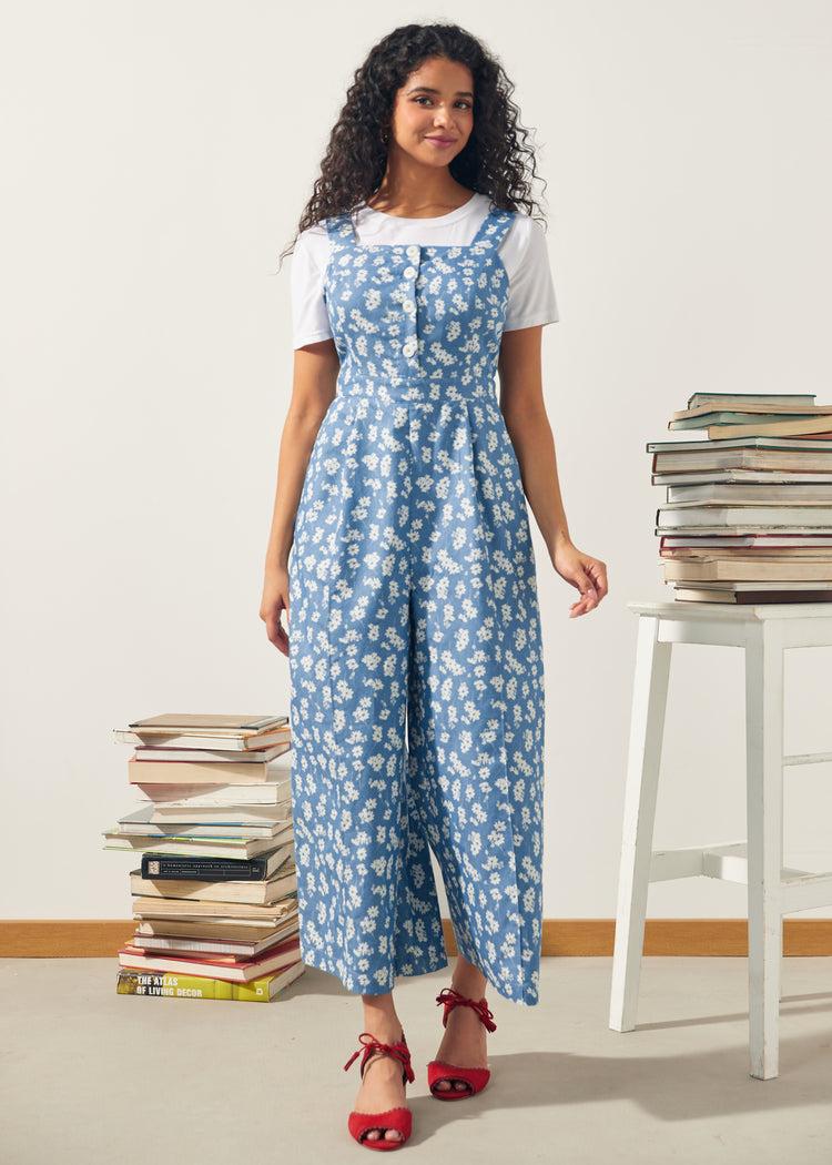 A Playful Bouquet Button-Front Jumpsuit Product Image