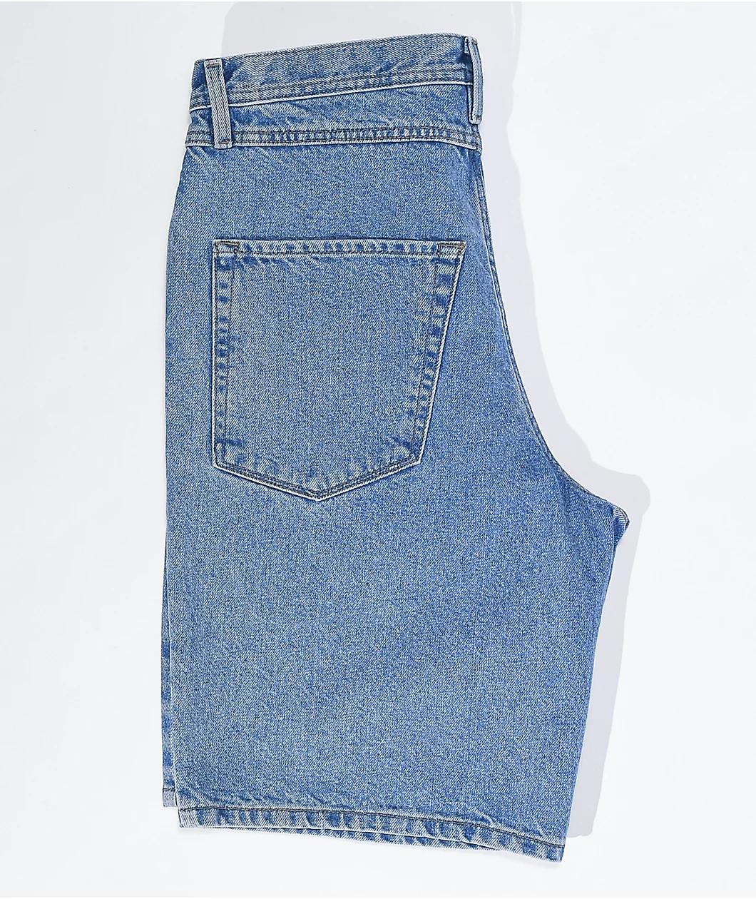 Empyre Blake Loose Fit Blue Wash Denim Skate Shorts Product Image