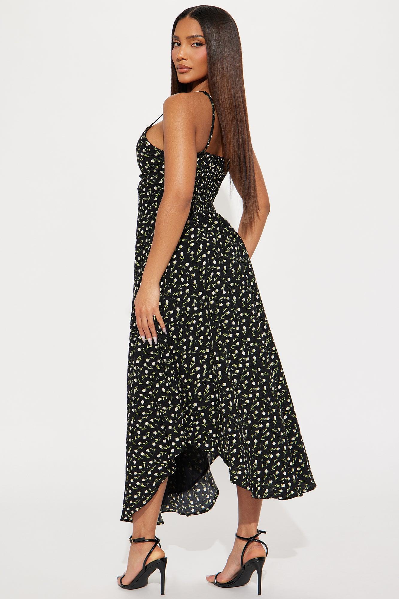 Lisa Floral Midi Dress - Black/combo Product Image