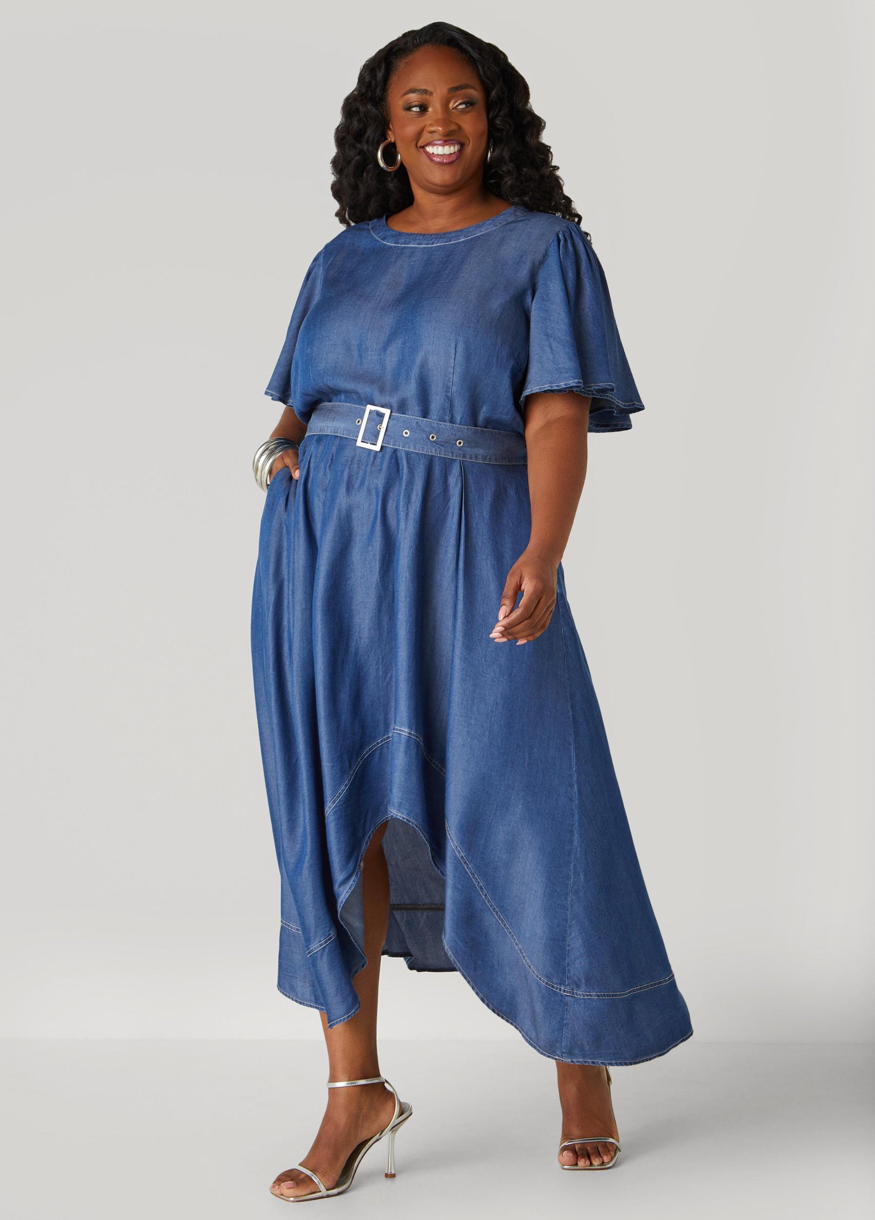 Belted A Line Chambray Dress Product Image