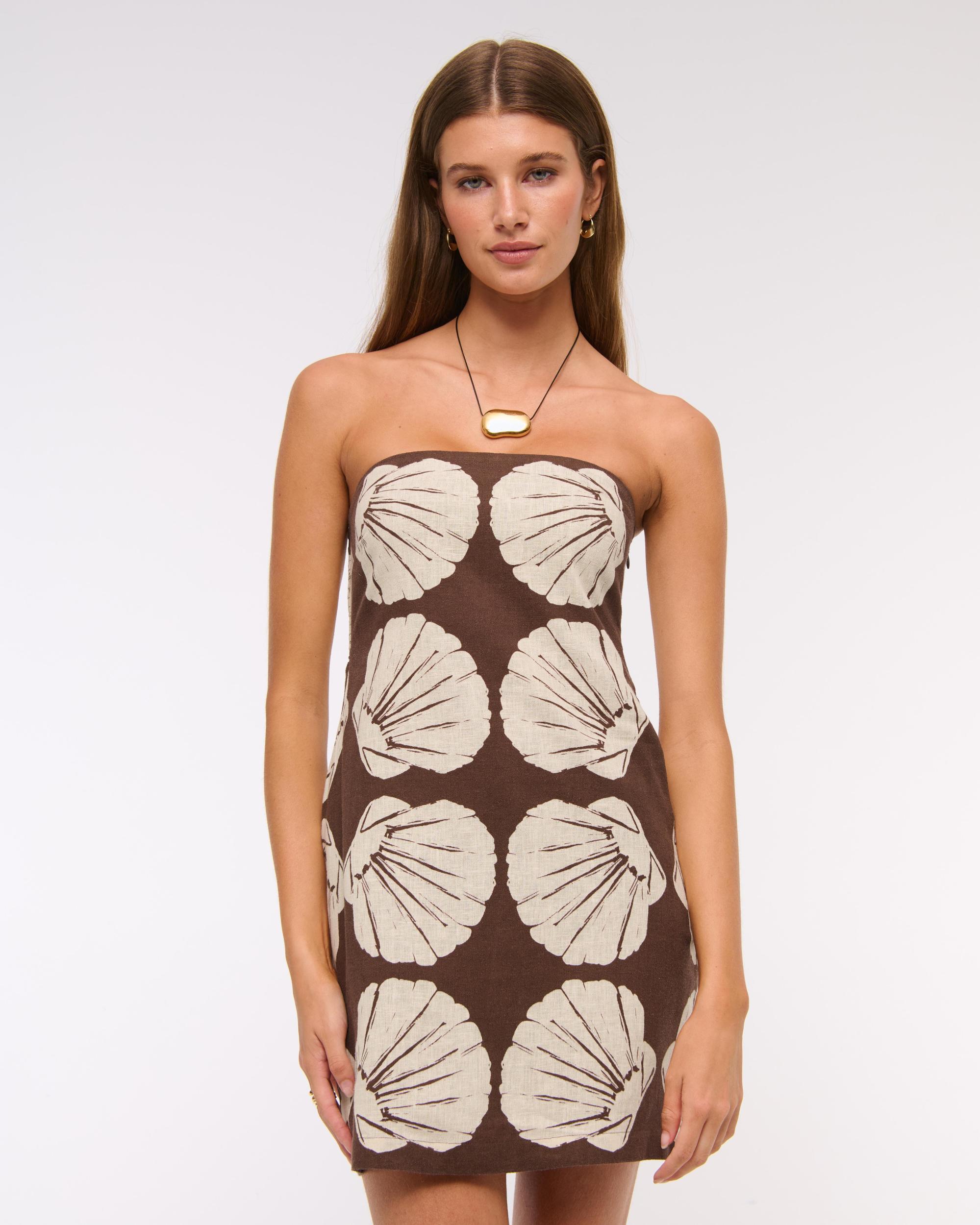 The A&F Scarlett Strapless Linen-Blend Skort Product Image