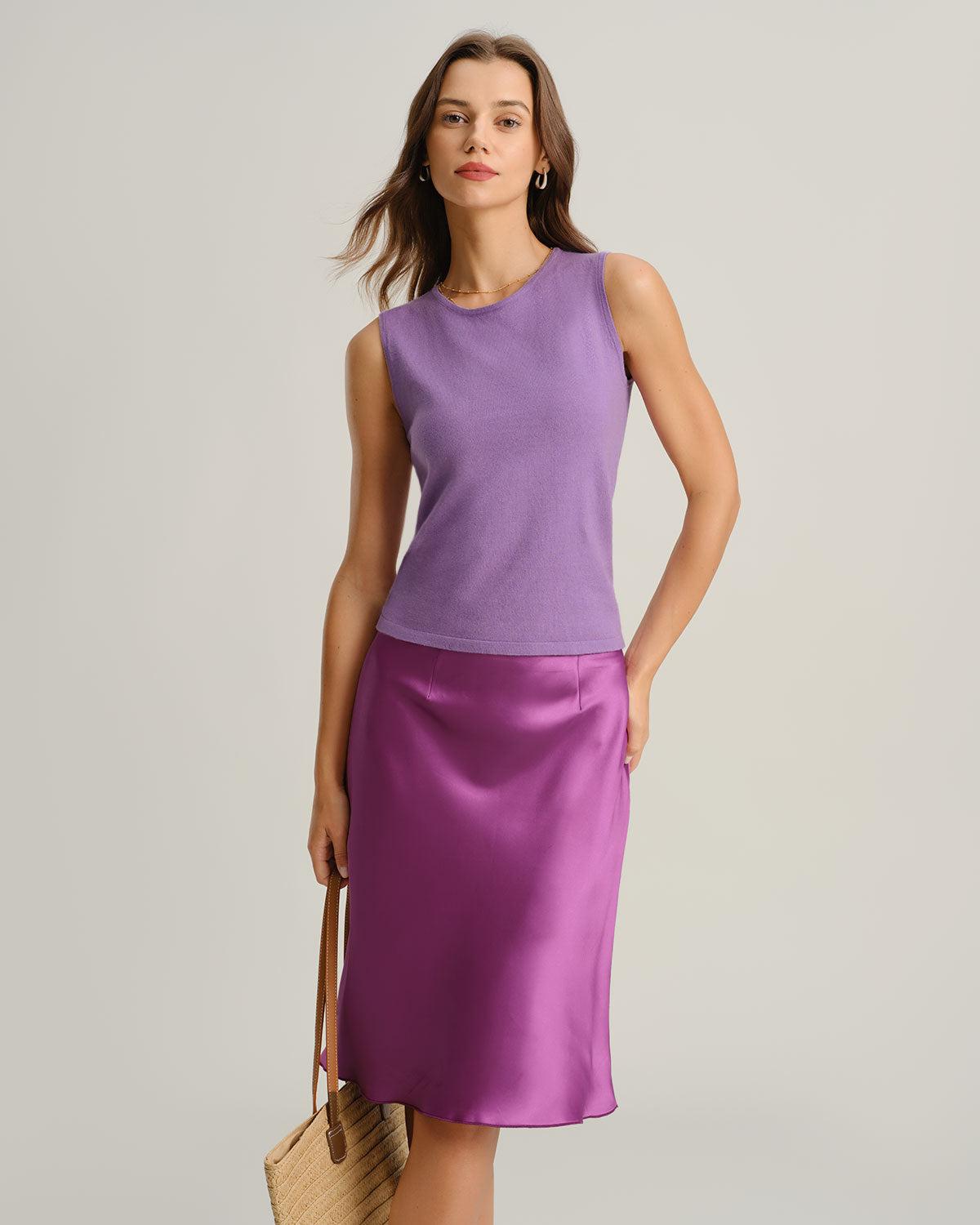 Purple Knee Length Straight Skirt Product Image