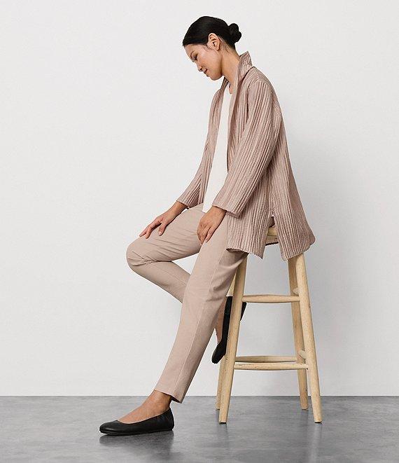 Eileen Fisher Silk Georgette Crepe Crew Neck Sleeveless Shell Tank Product Image