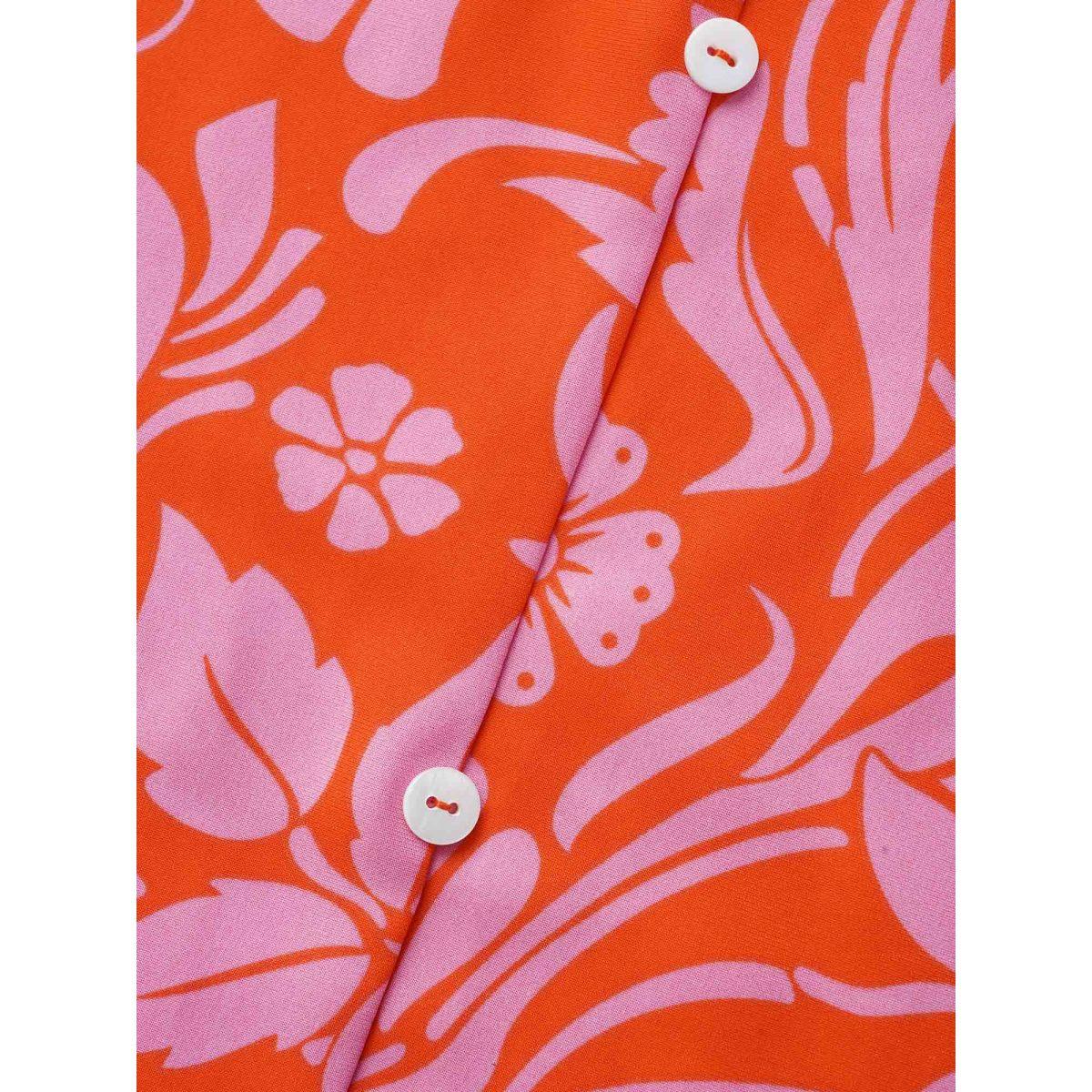 Plus Size Rosered Floral Shirred Frill Trim Lantern Sleeve Blouse Women Elegant Long Sleeve V-neck Everyday Blouses BloomChic 26/4X Product Image