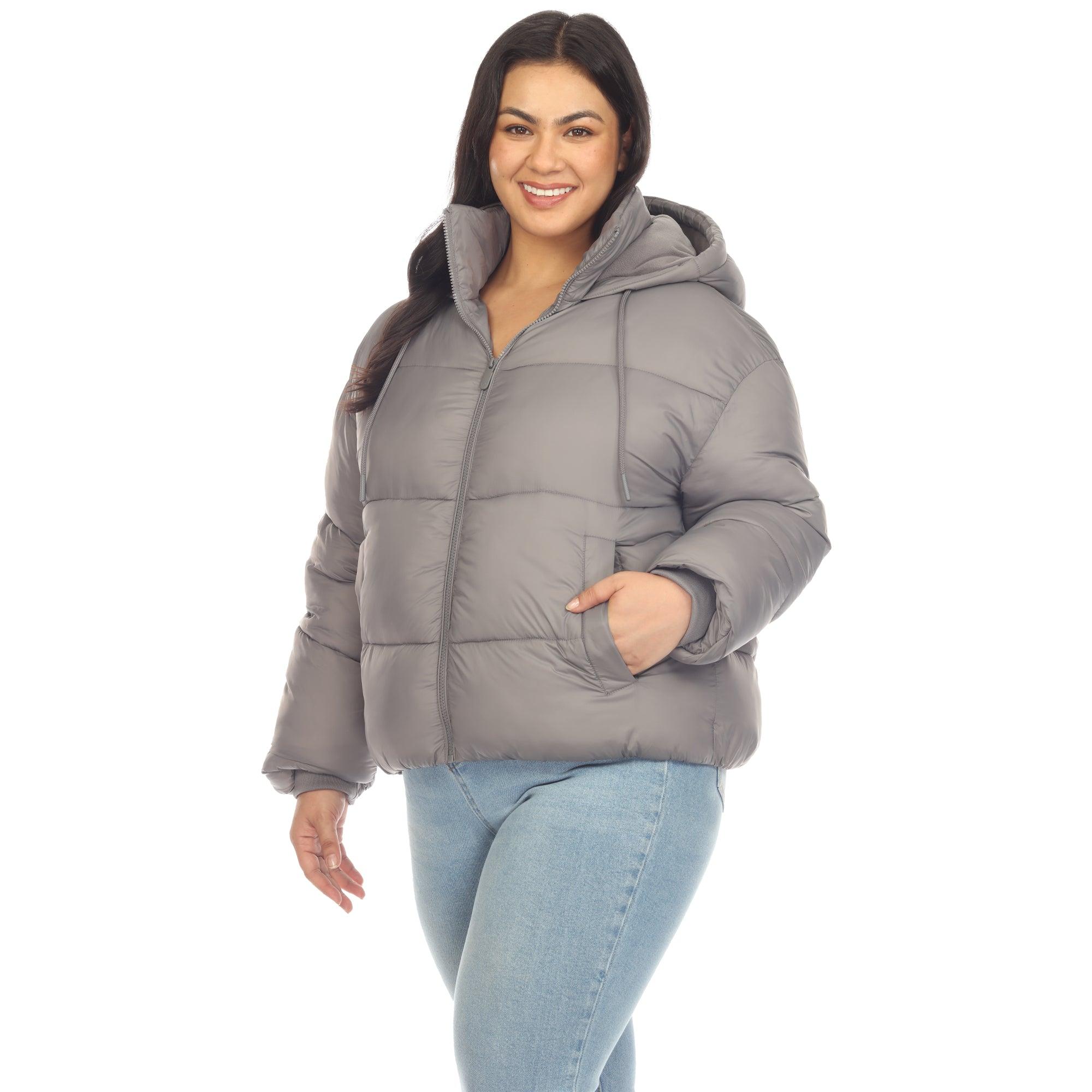Full Front Zip Hooded Bomber Puffer Coat - Plus Product Image
