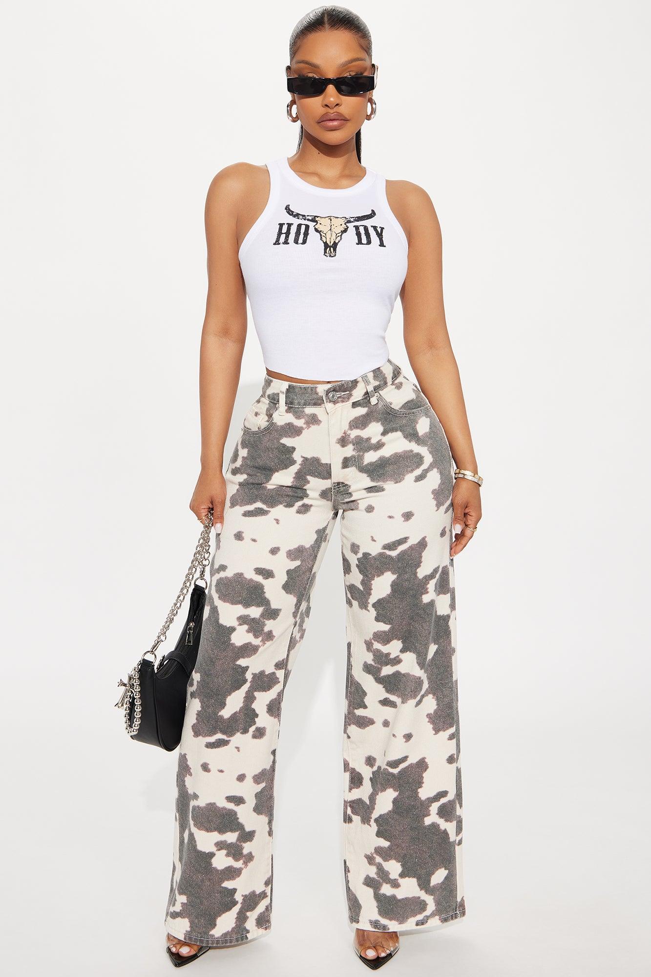 Howdy Ribbed Tank - White Female Product Image