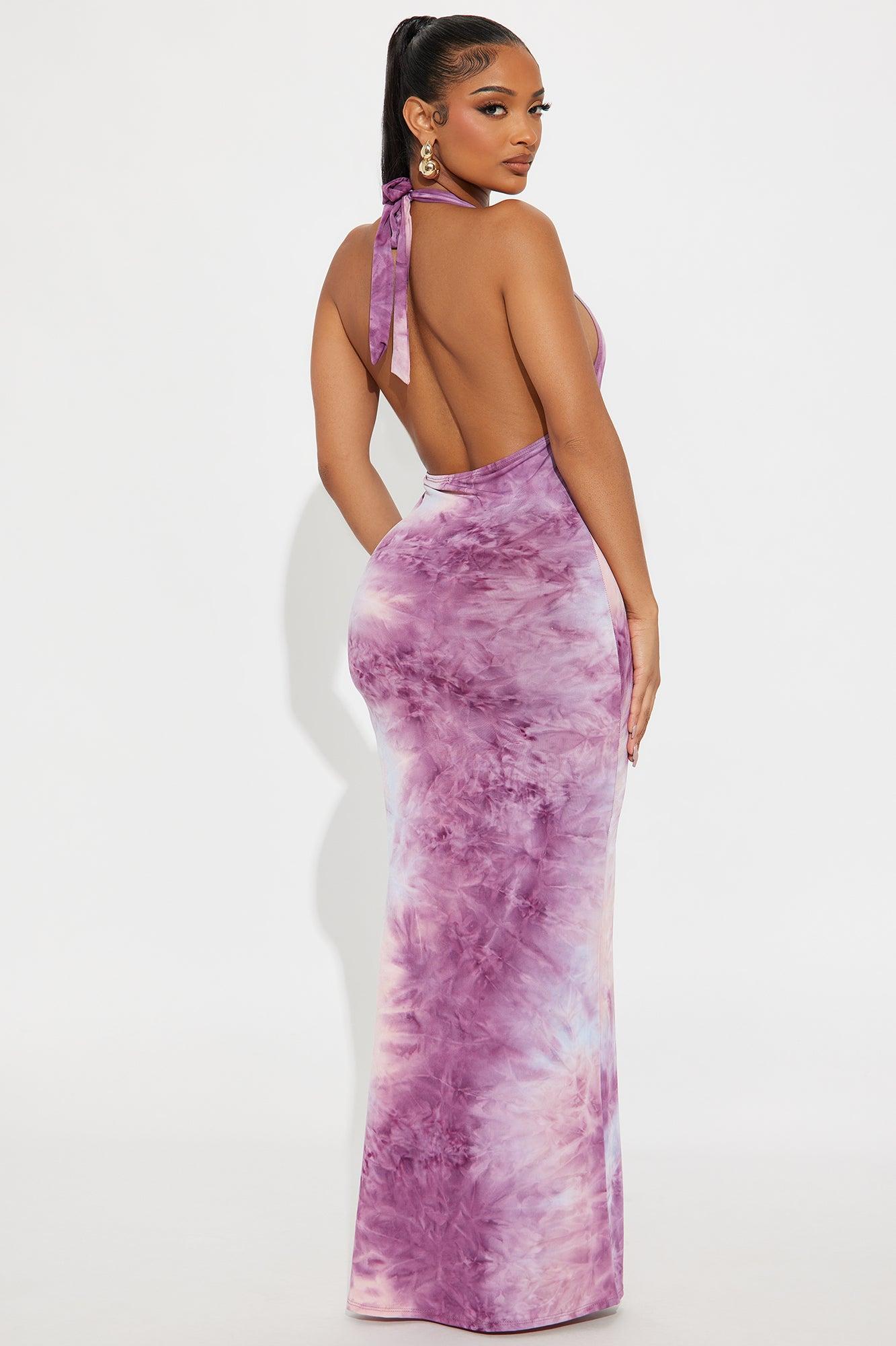 Raelynn Halter Maxi Dress - Purple/combo Female Product Image
