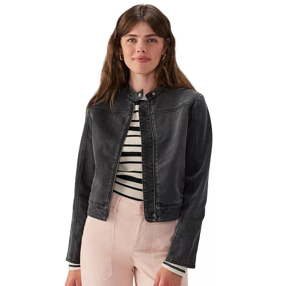Women's Modern Supply by Sanctuary Denim Moto Jacket, Size: XL, Black Product Image
