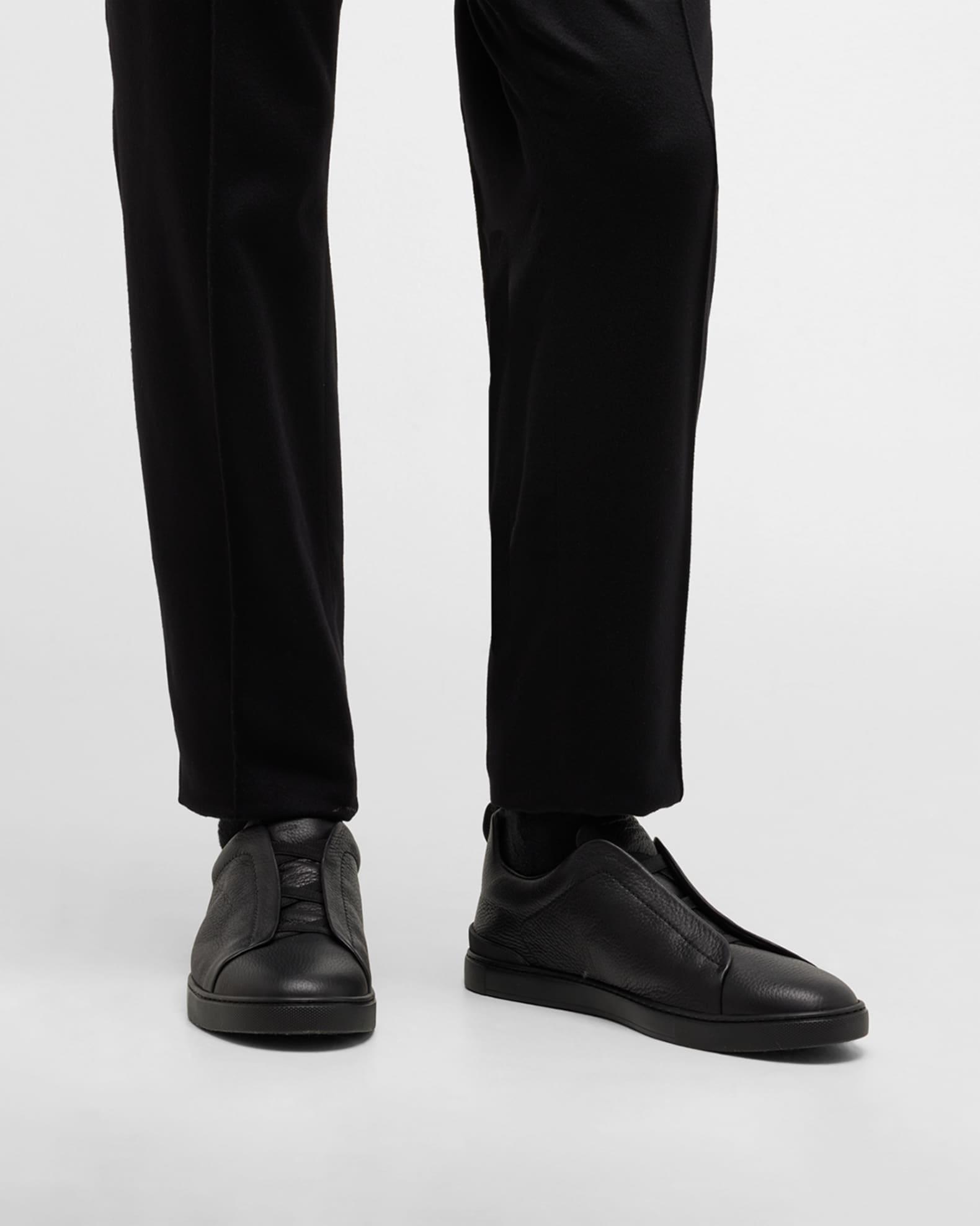 Men's Triple Stitch Deerskin Leather Sneakers Product Image