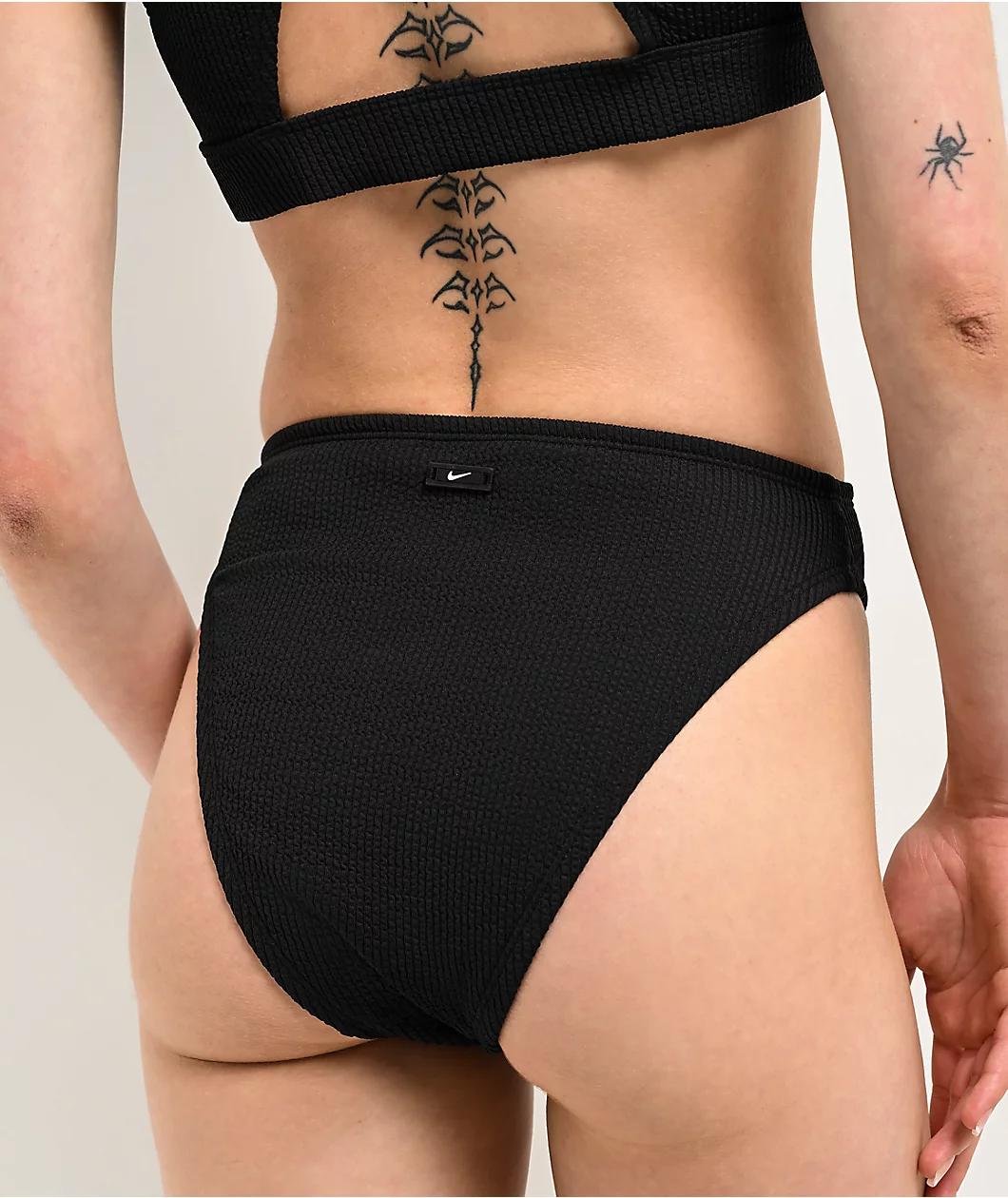 Nike Elevated Essential High Waist Black Bikini Bottom Product Image
