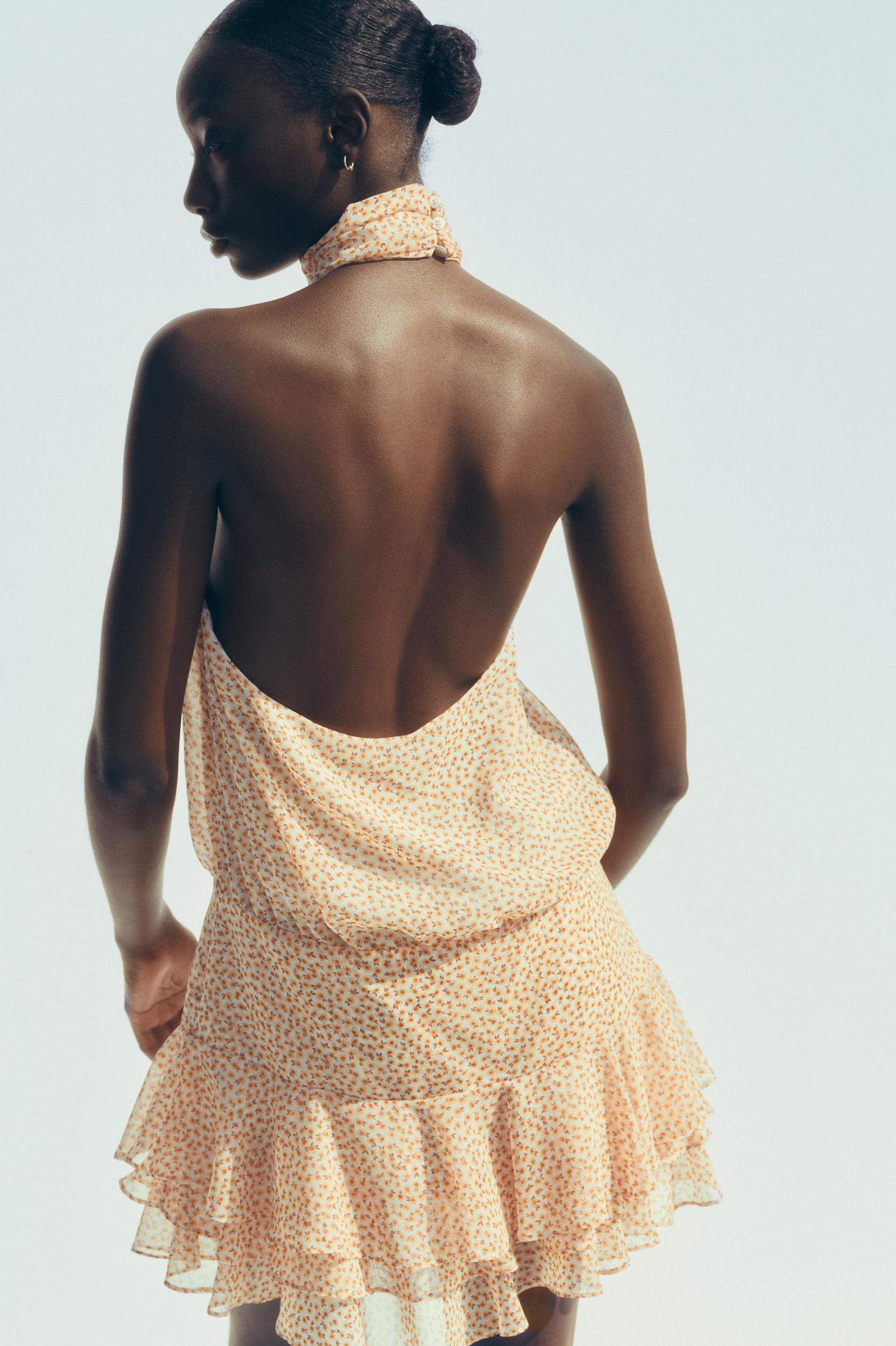 FLORAL PRINT RUFFLE MINI DRESS Product Image