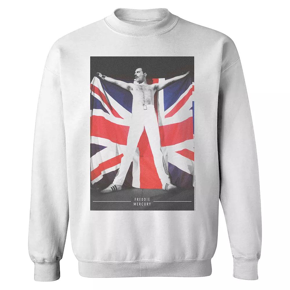Men's Freddie Mercury Flag Sweatshirt, Size: Medium, White Product Image