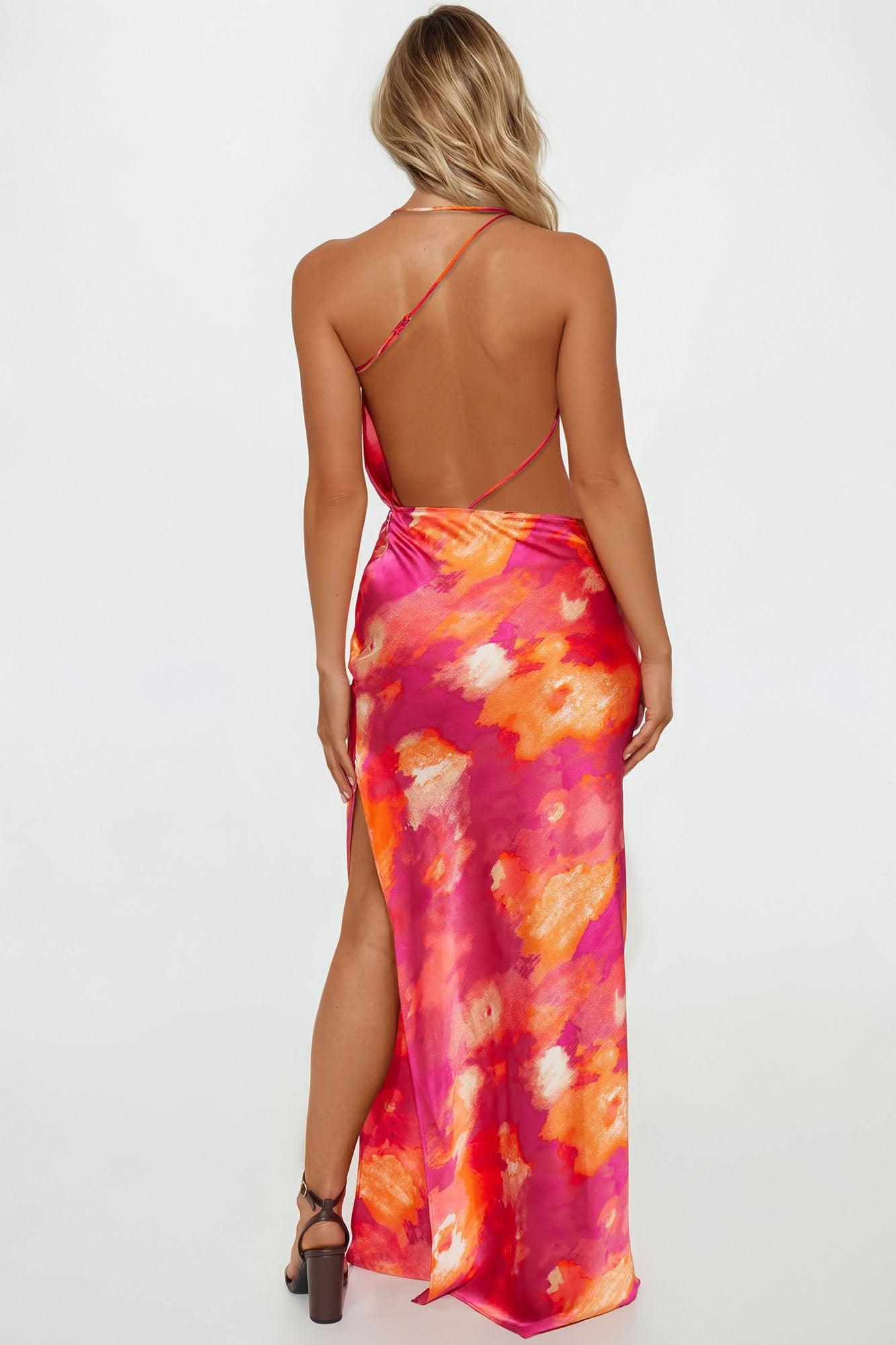 To Dye For Satin Maxi Dress - Fuchsia Female Product Image