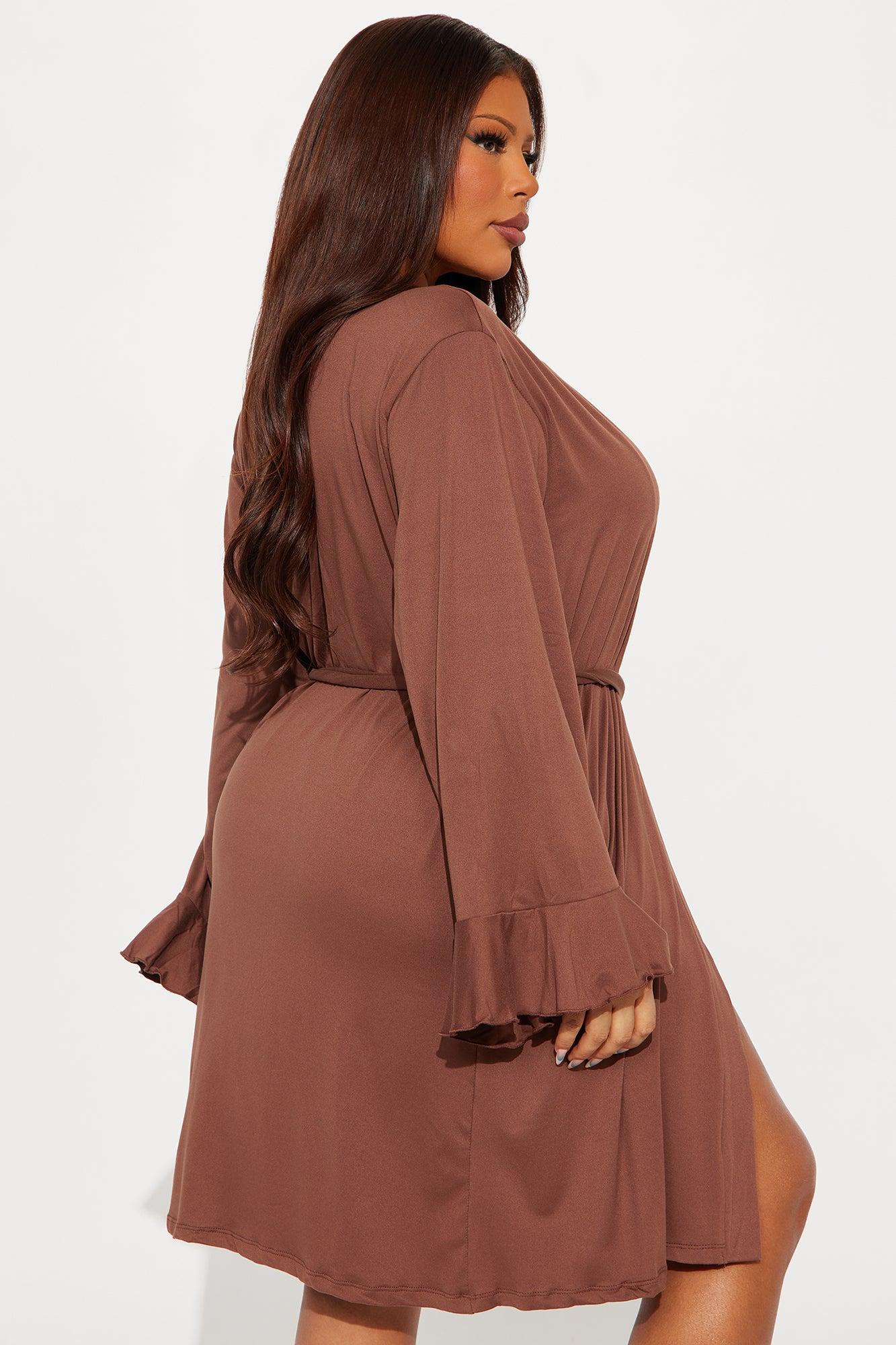 In Bed All Day PJ Robe Set - Chocolate Female Product Image