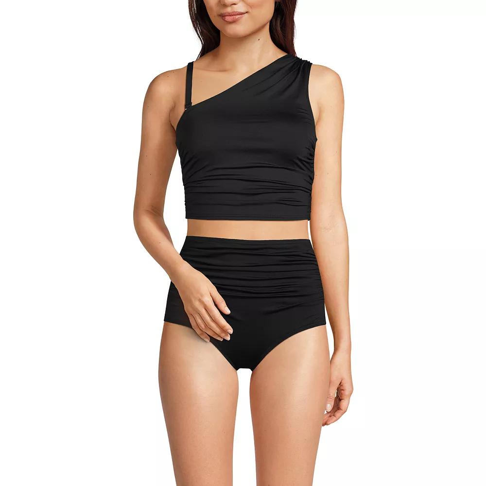 Women's Lands' End Ruched One Shoulder Midkini Swim Top,  Product Image