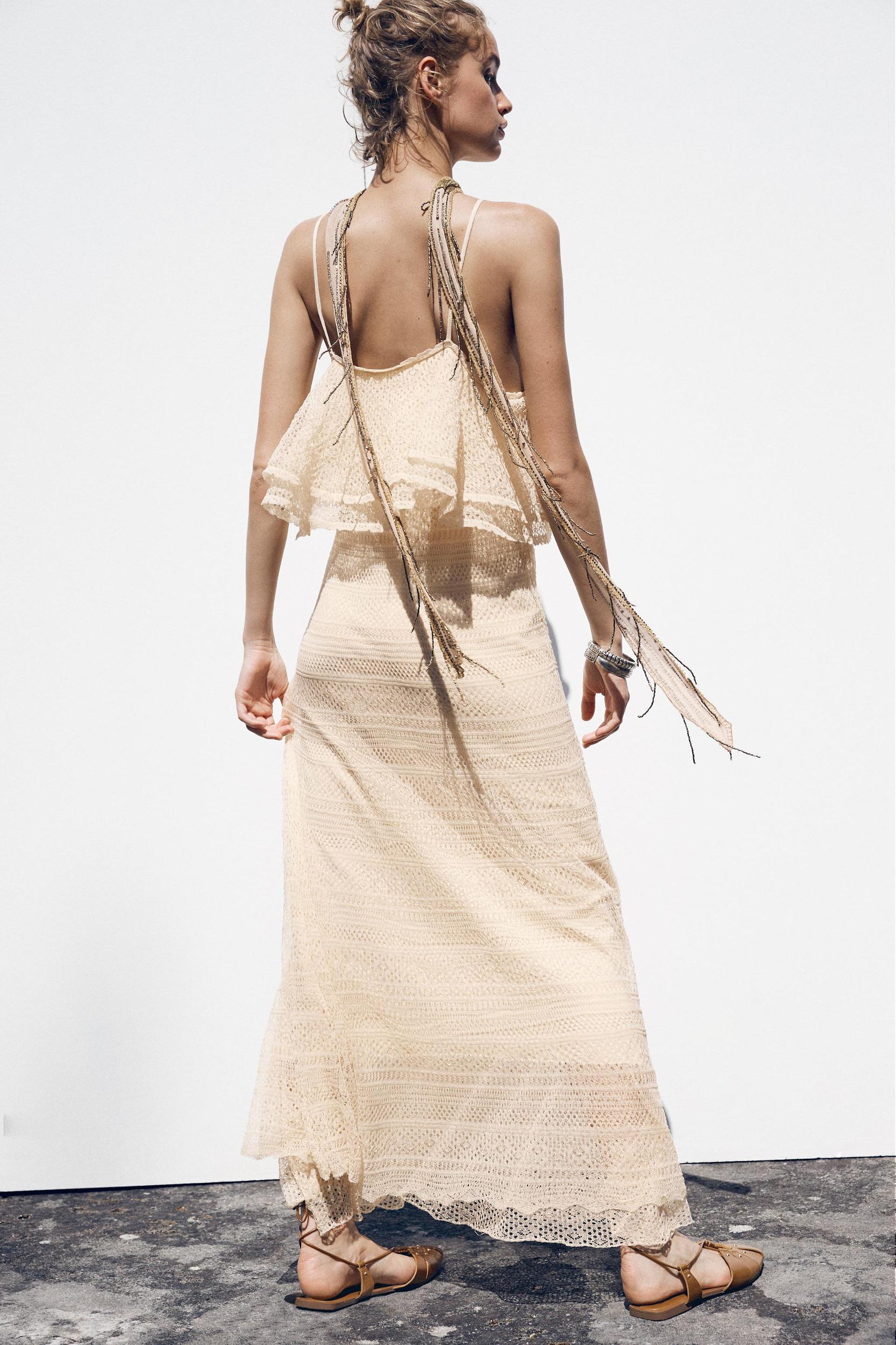 POINTELLE KNIT RUFFLED DRESS Product Image