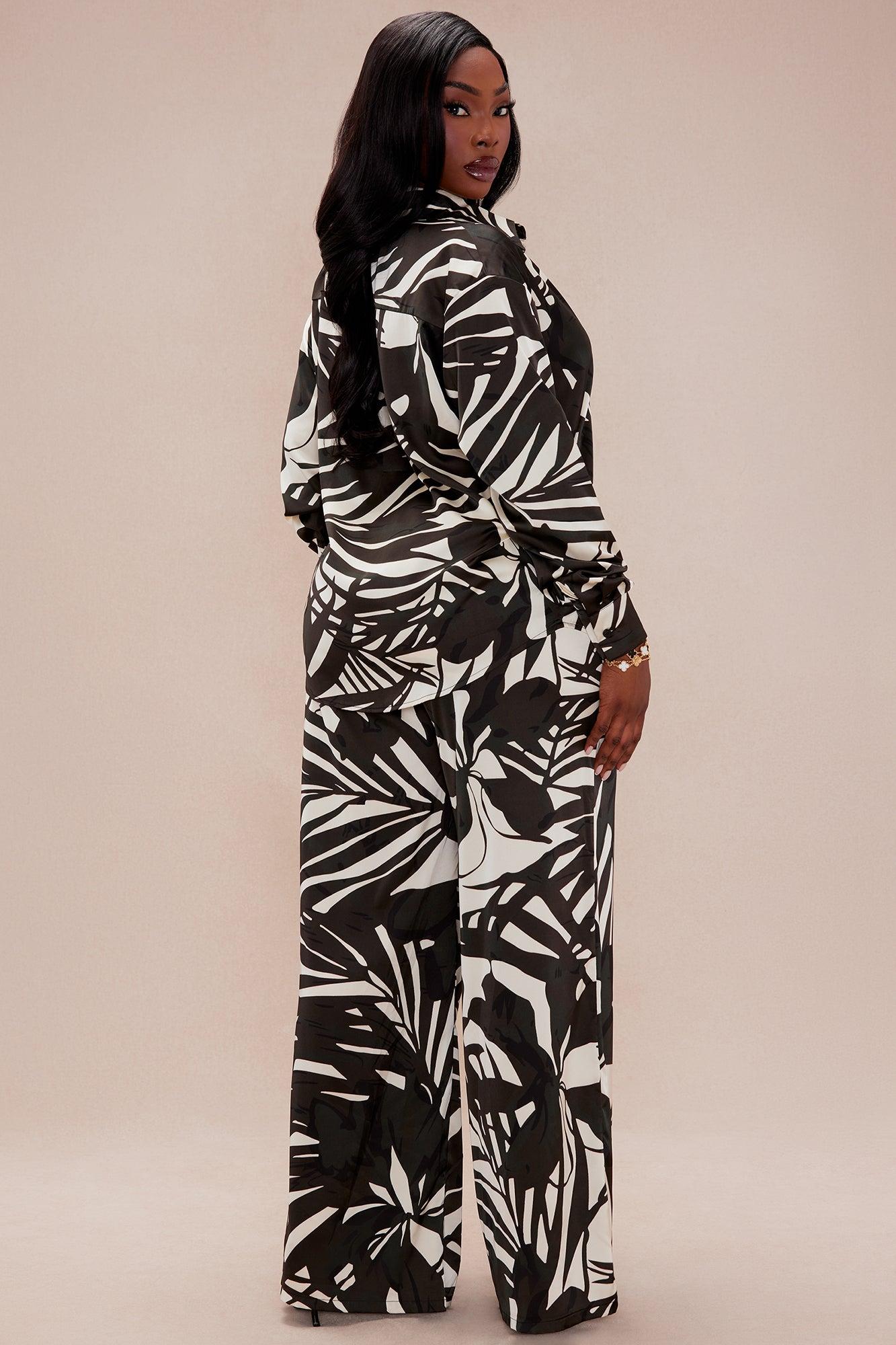 Sasha Satin Pant Set - Black/combo Product Image