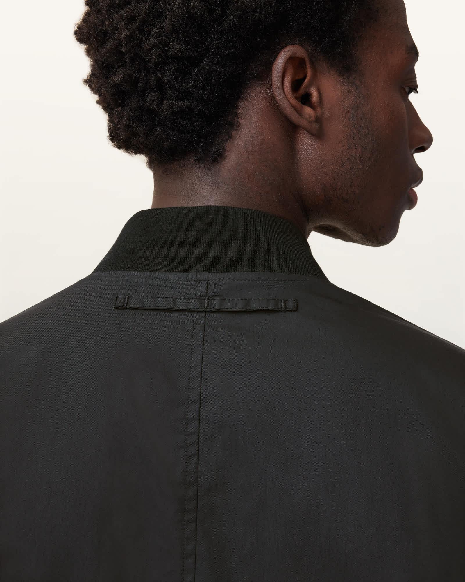 Bassett Reversible Ramskull Bomber Jacket BLACK/COMMAND BLUE | ALLSAINTS US Product Image