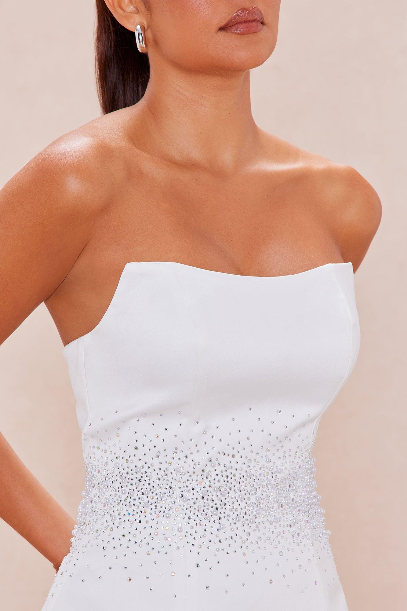 Kaia Embellished Mini Dress - White Female Product Image