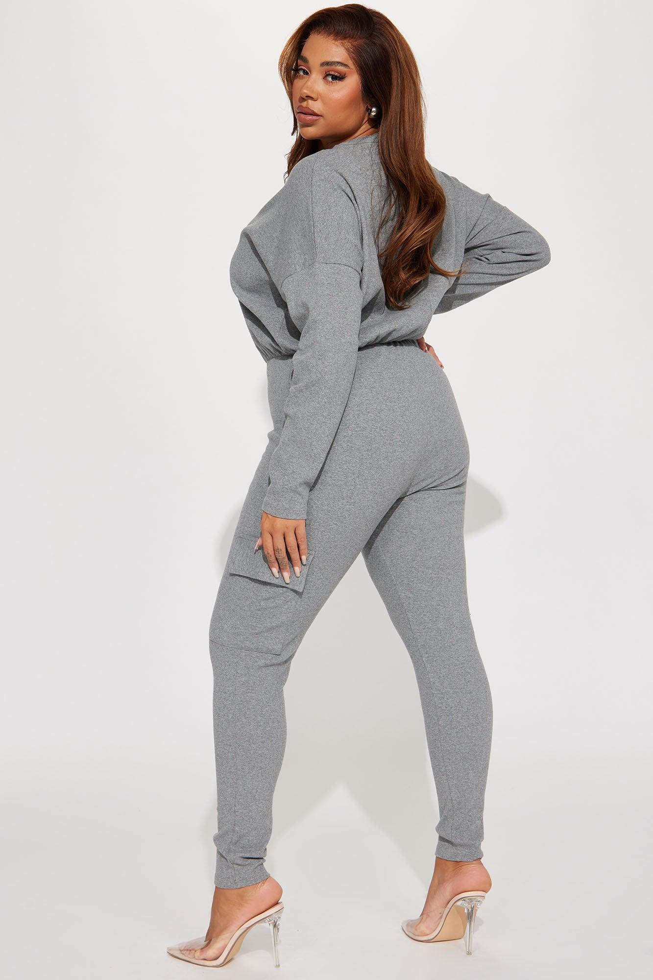 Airport Lounging Jumpsuit - Heather Grey Product Image