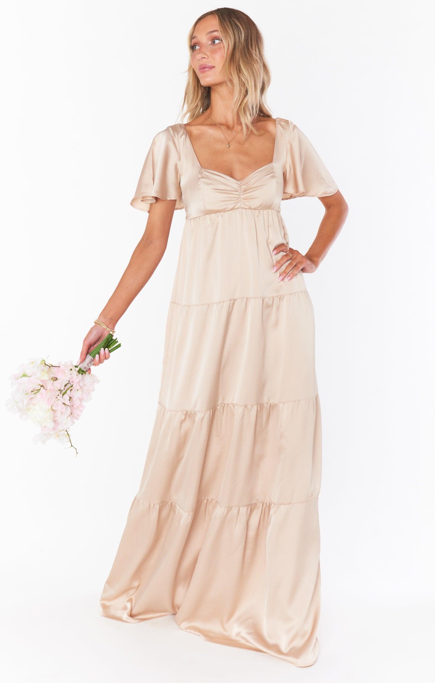 Nicole Maxi Dress ~ Champagne Luxe Satin Product Image