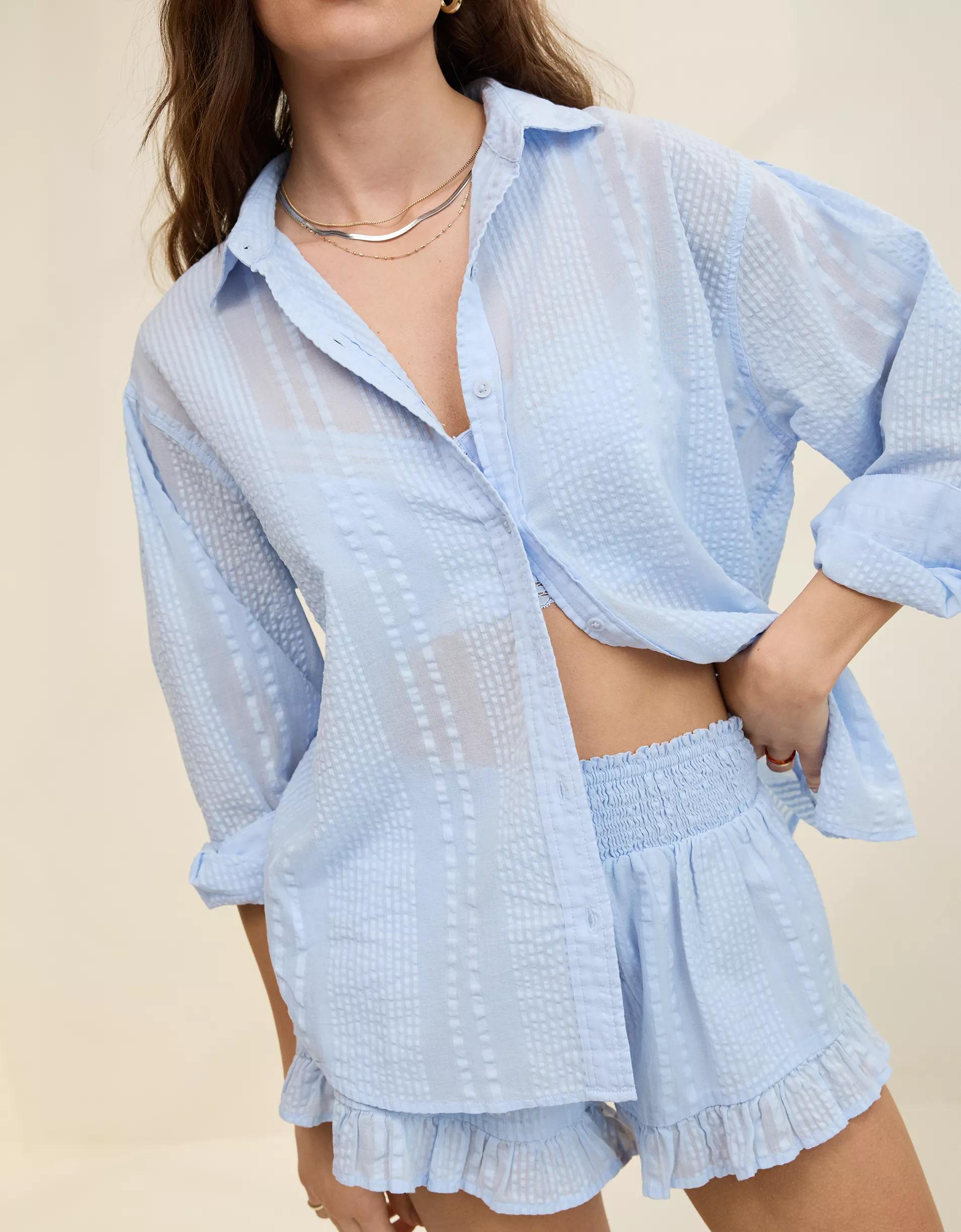 Aerie Seersucker Coverup Shirt Product Image