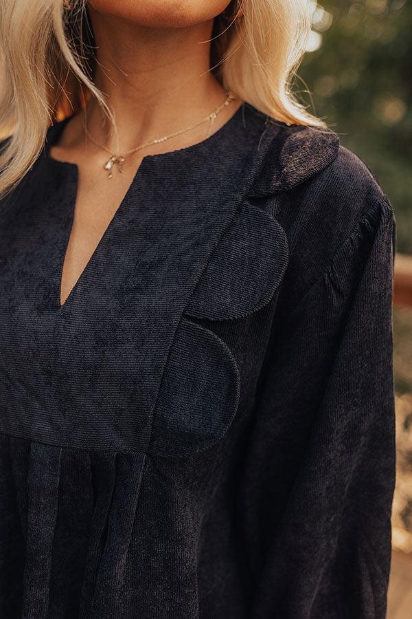 Cappuccino Cutie Corduroy Mini Dress in Black Product Image