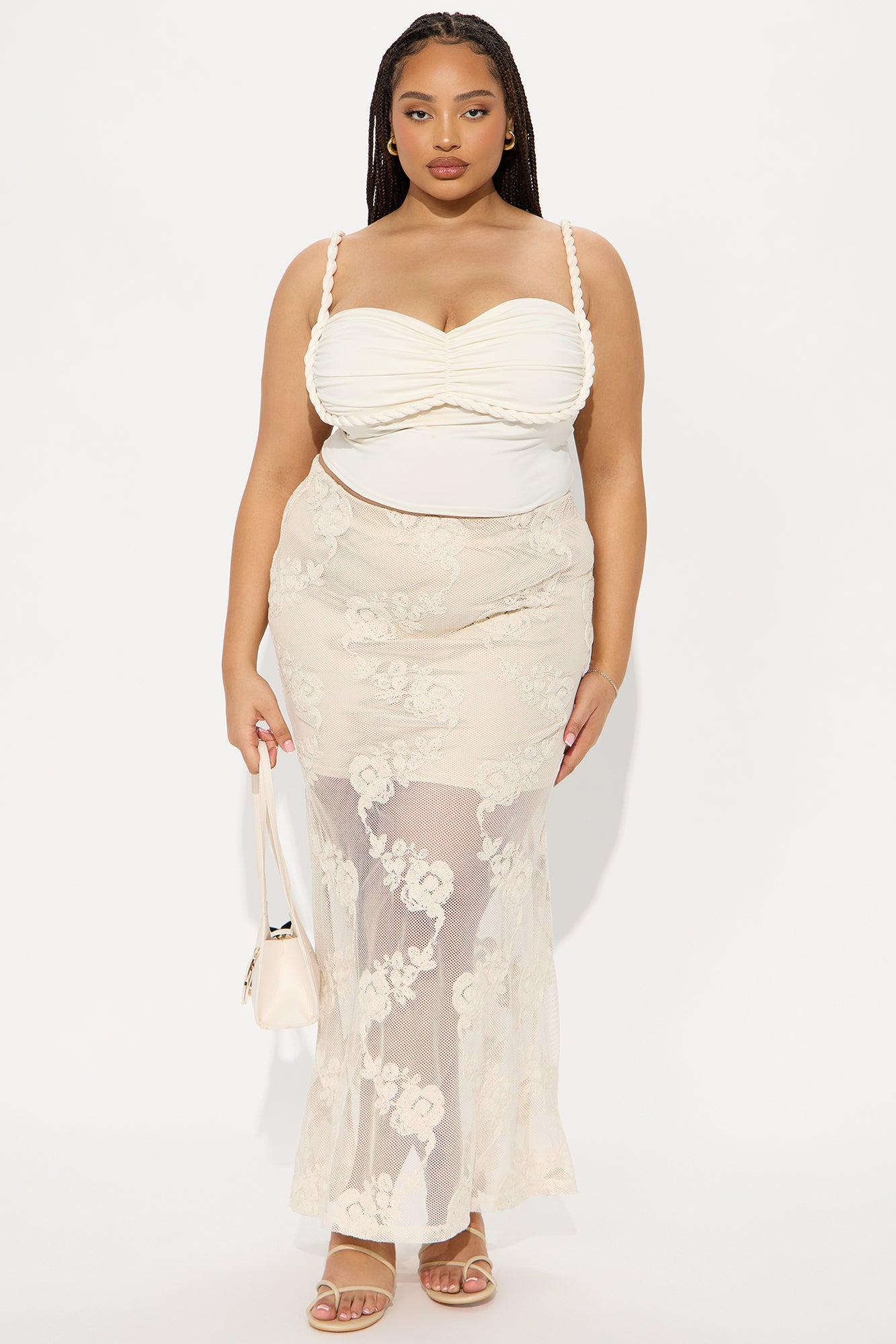 Vacation Vibes Embroidered Crochet Maxi Skirt - Natural Female Product Image