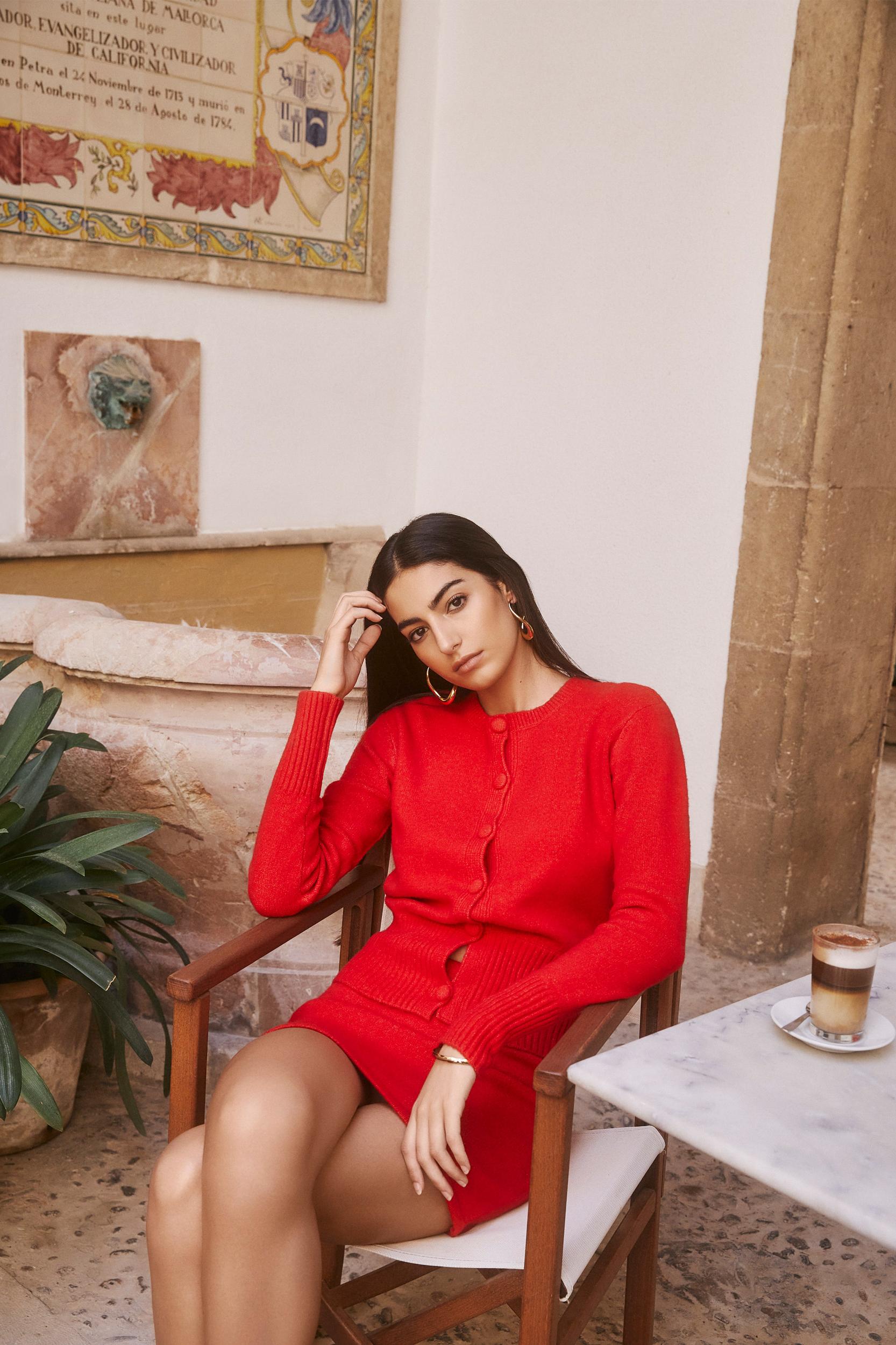 Genevieve Oversized Knit Cardigan - Ruby Product Image