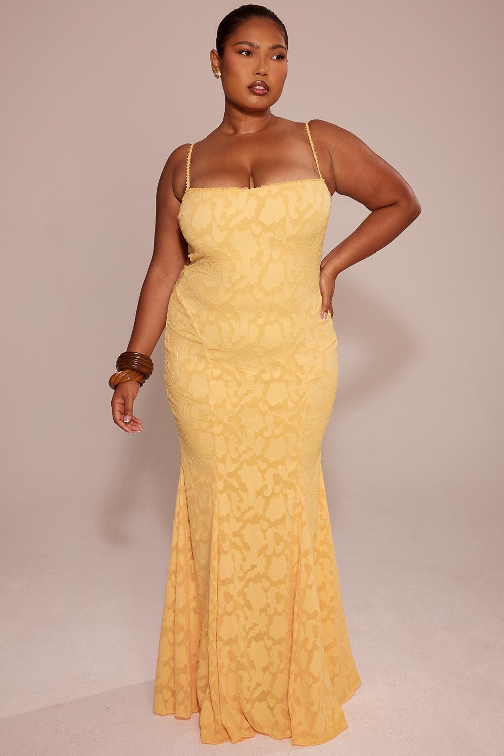 Joan  apricot lace up back maxi dress - sale Product Image