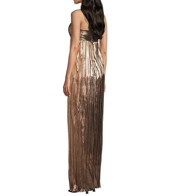 City Vibe Twist Front Bandeau Removable Strap Front Slit Dress Product Image