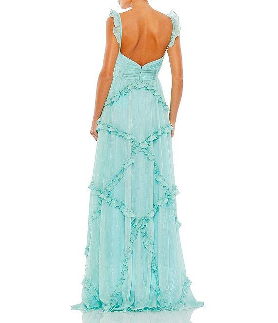 Mac Duggal Sweetheart Neck Cut Out Ruffle Chiffon A-line Gown Product Image