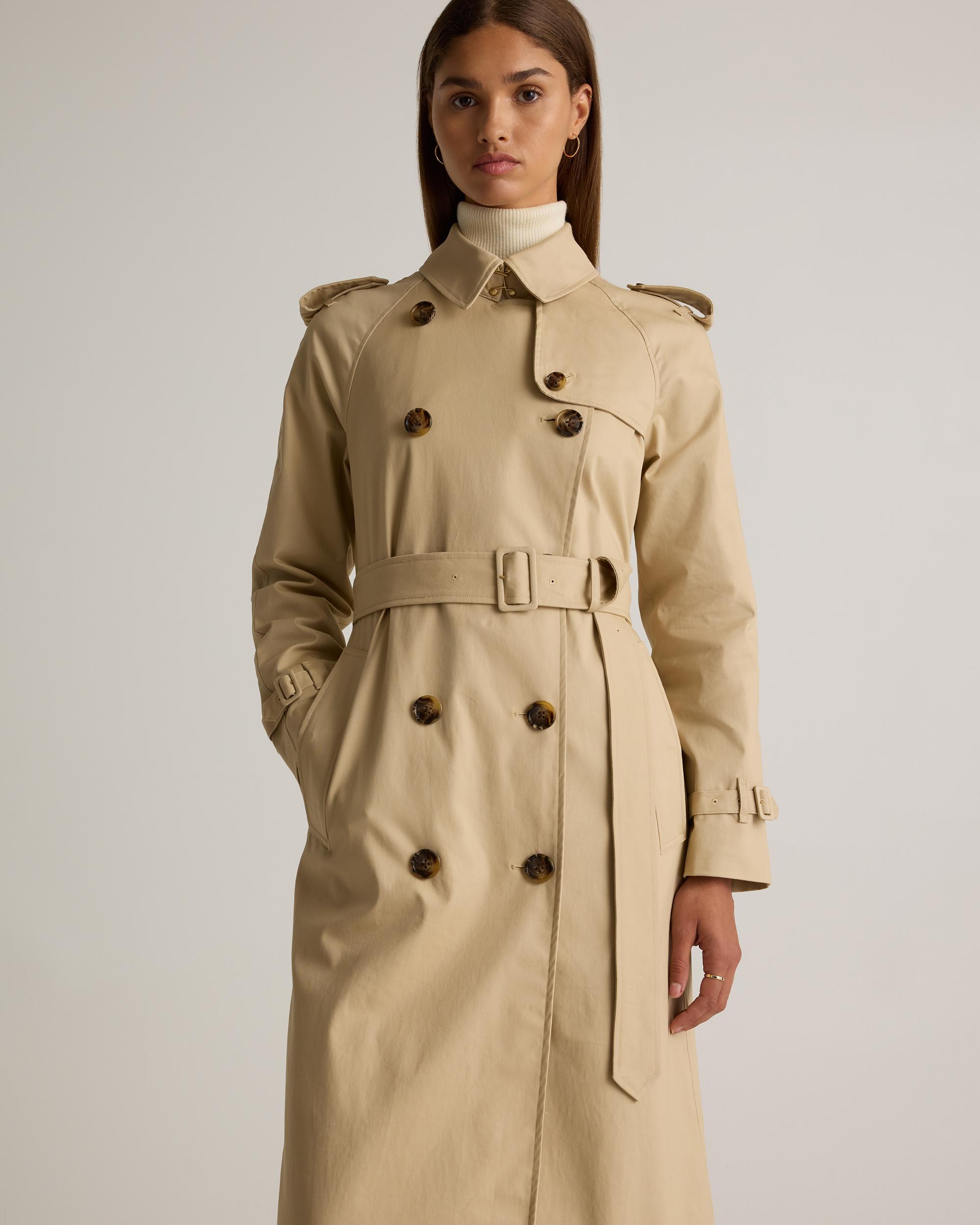 Quince | Women's Comfort Stretch Long Trench Coat Size XS, Organic Cotton Product Image