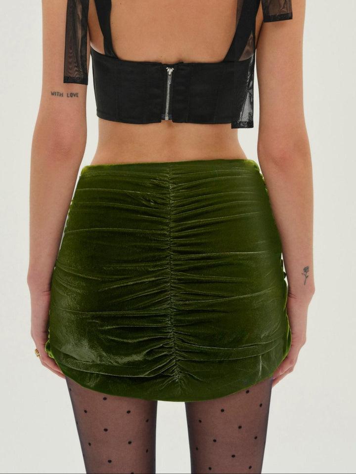 Martini Velvet Mini Skirt — Green Product Image