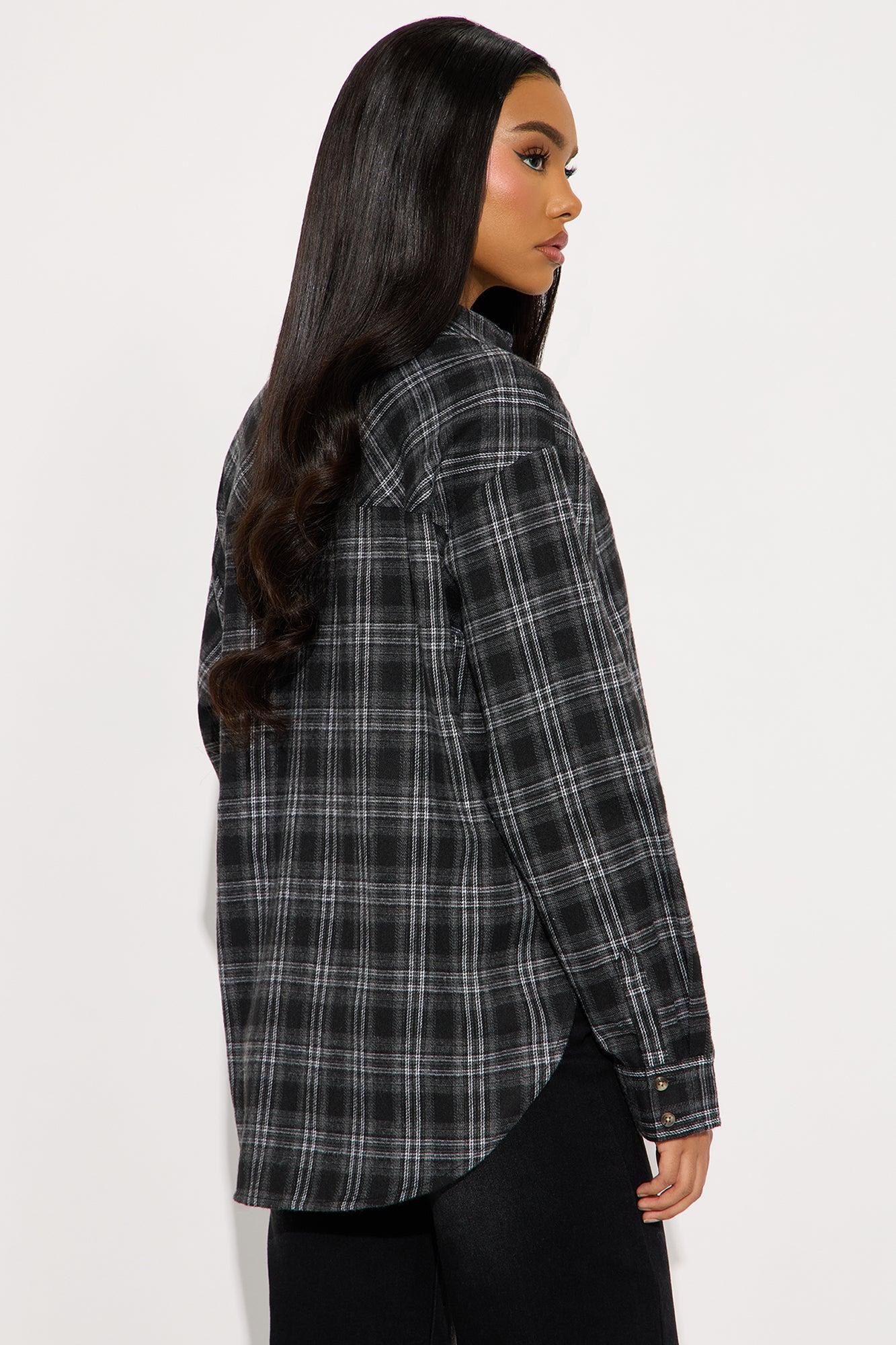 Where You At Flannel Plaid Shirt - Black/combo Female Product Image