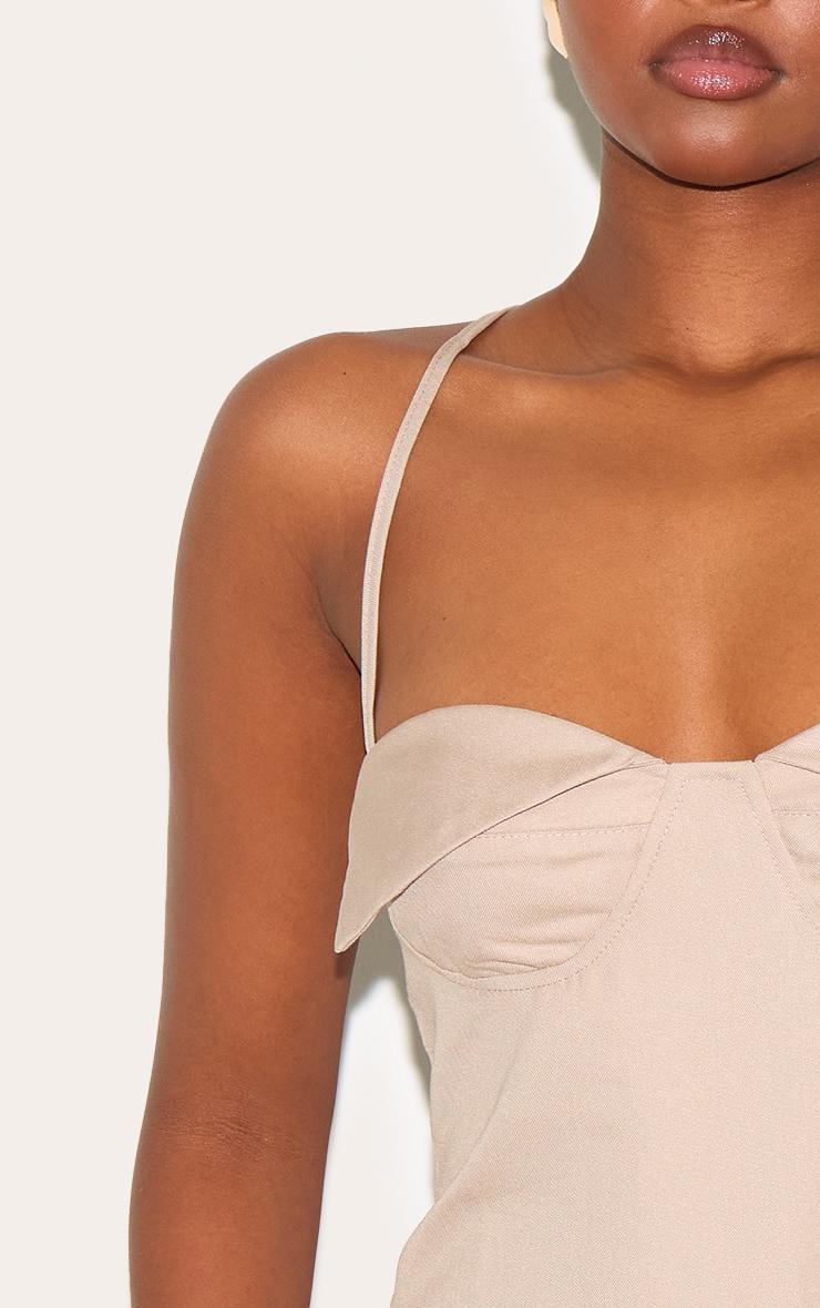 Mushroom Woven Bust Detail Cross Strap Long Top Product Image